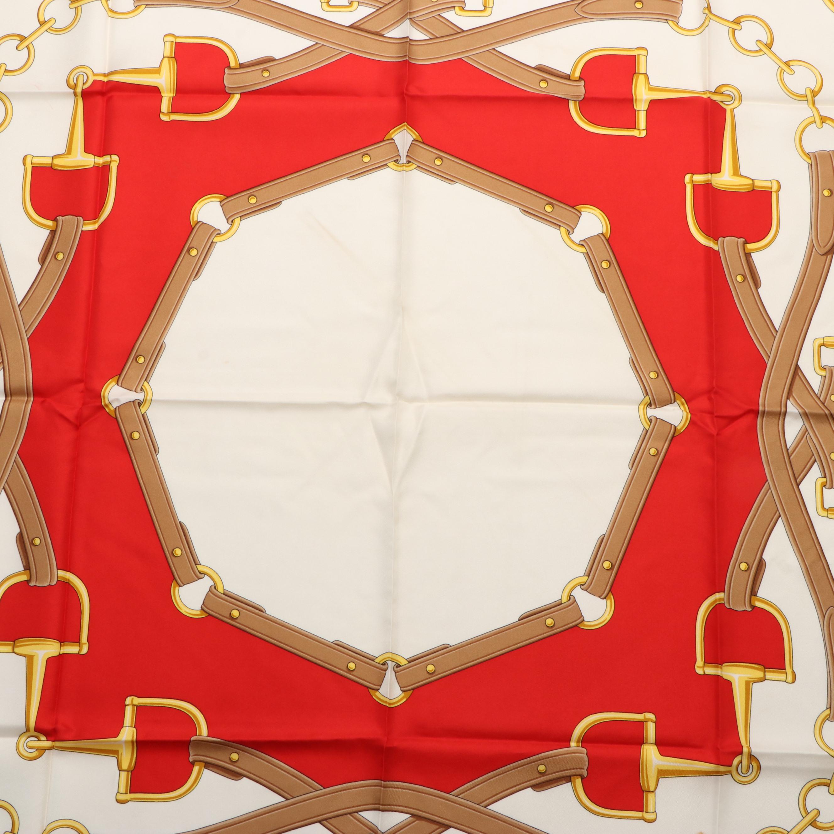 Celine Horsebit Belt Pattern Scarf in Silk Twill