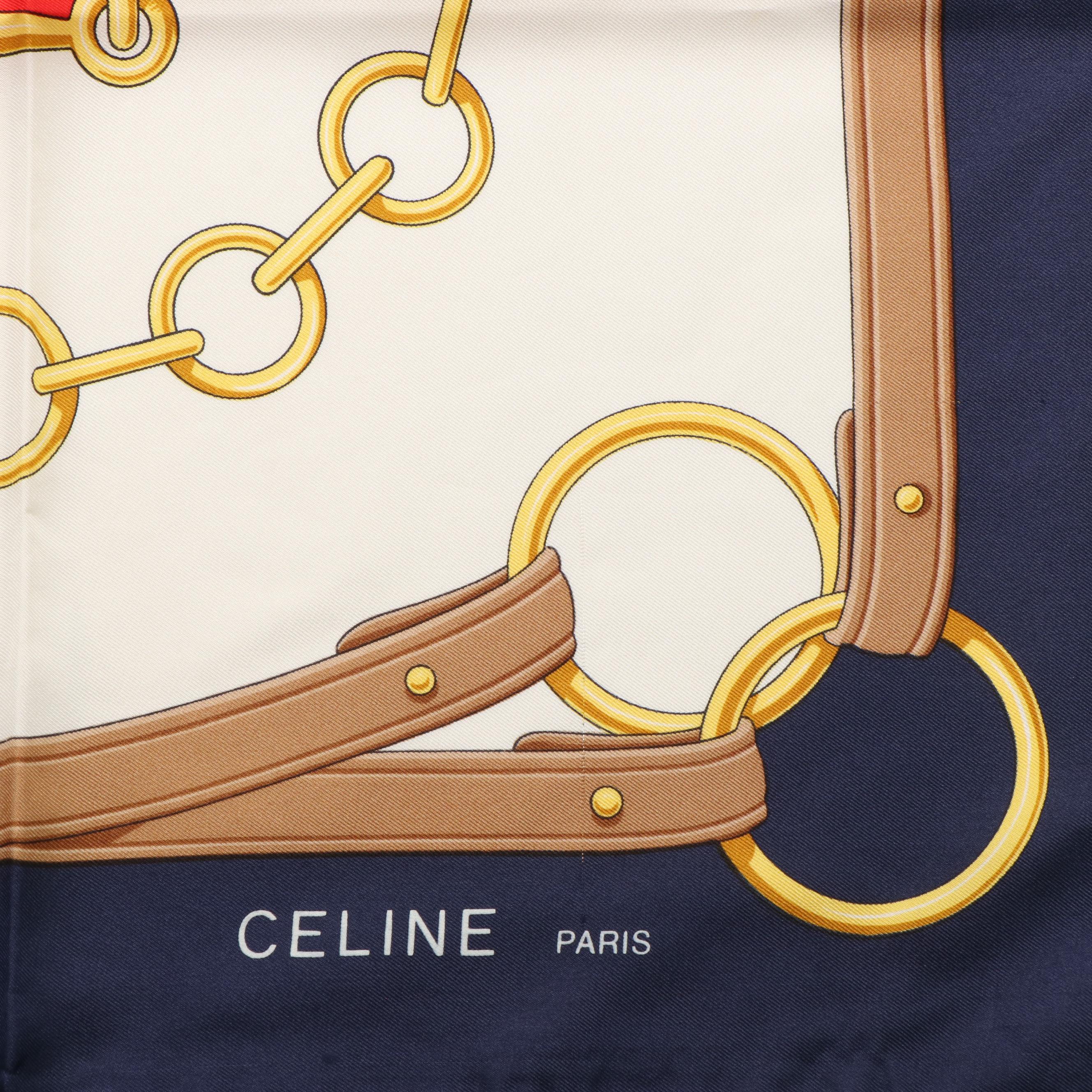 Celine Horsebit Belt Pattern Scarf in Silk Twill