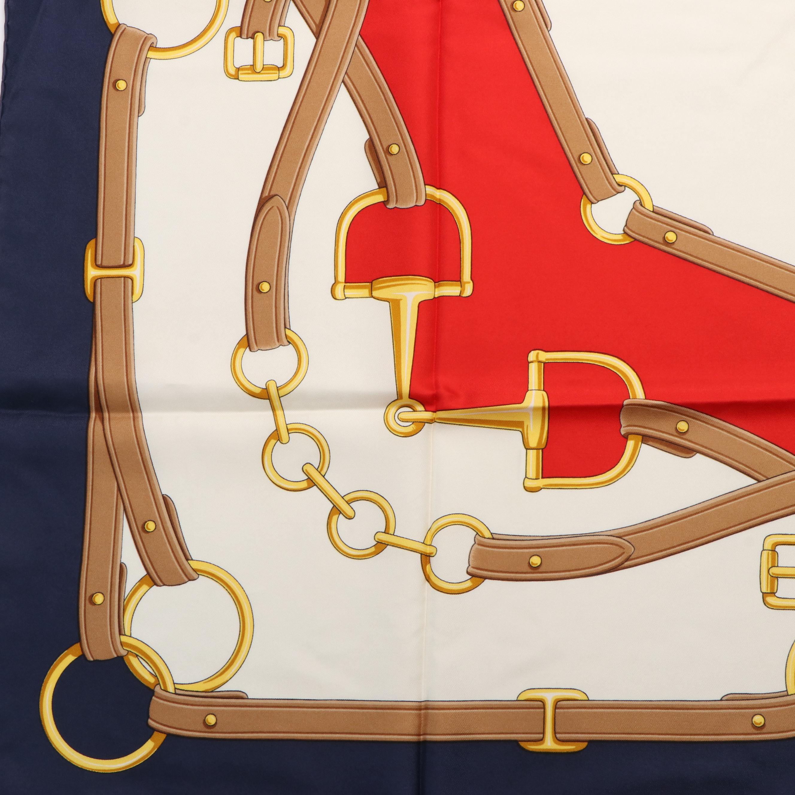 Celine Horsebit Belt Pattern Scarf in Silk Twill