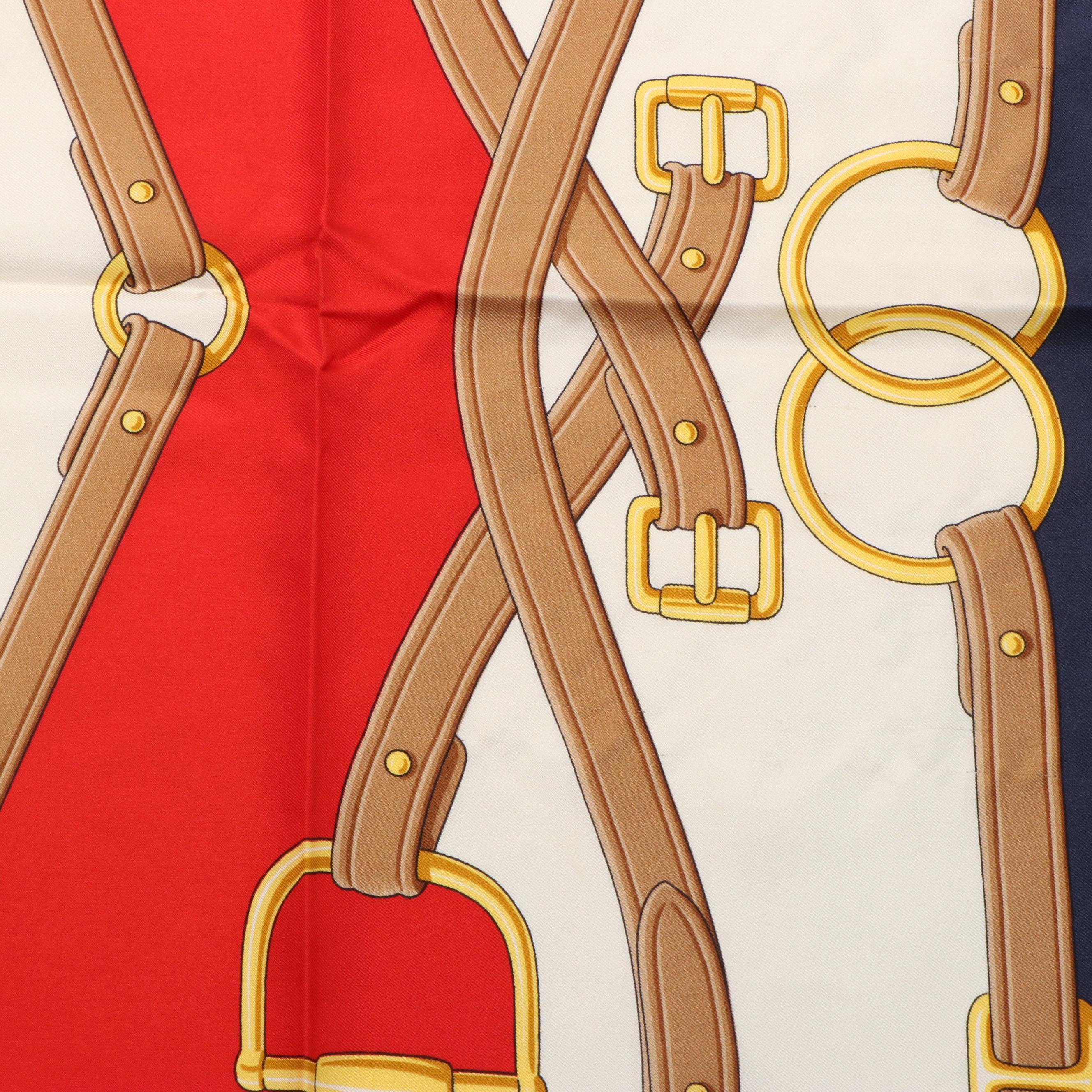 Celine Horsebit Belt Pattern Scarf in Silk Twill