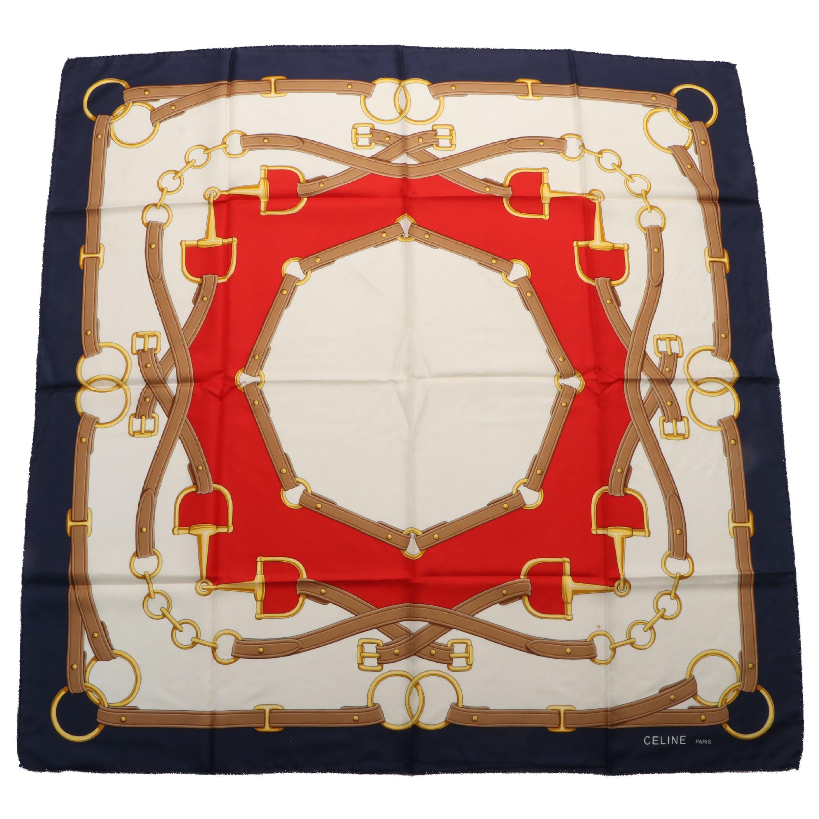 Celine Horsebit Belt Pattern Scarf in Silk Twill