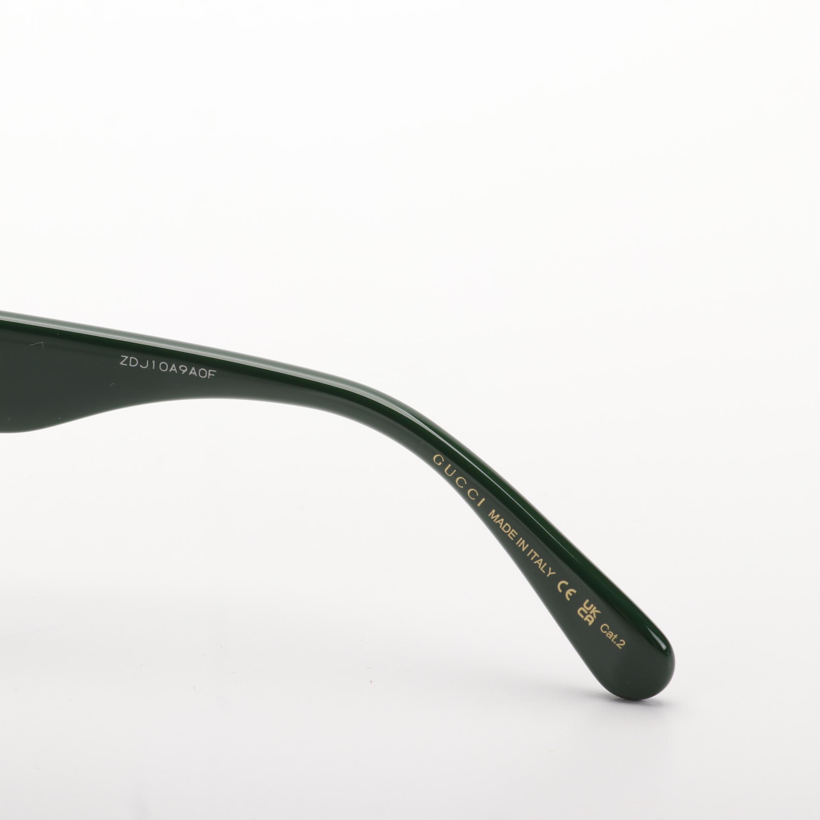 Gucci GG0713S Black and GG Green/Red Web Stripe Square Sunglasses with Case