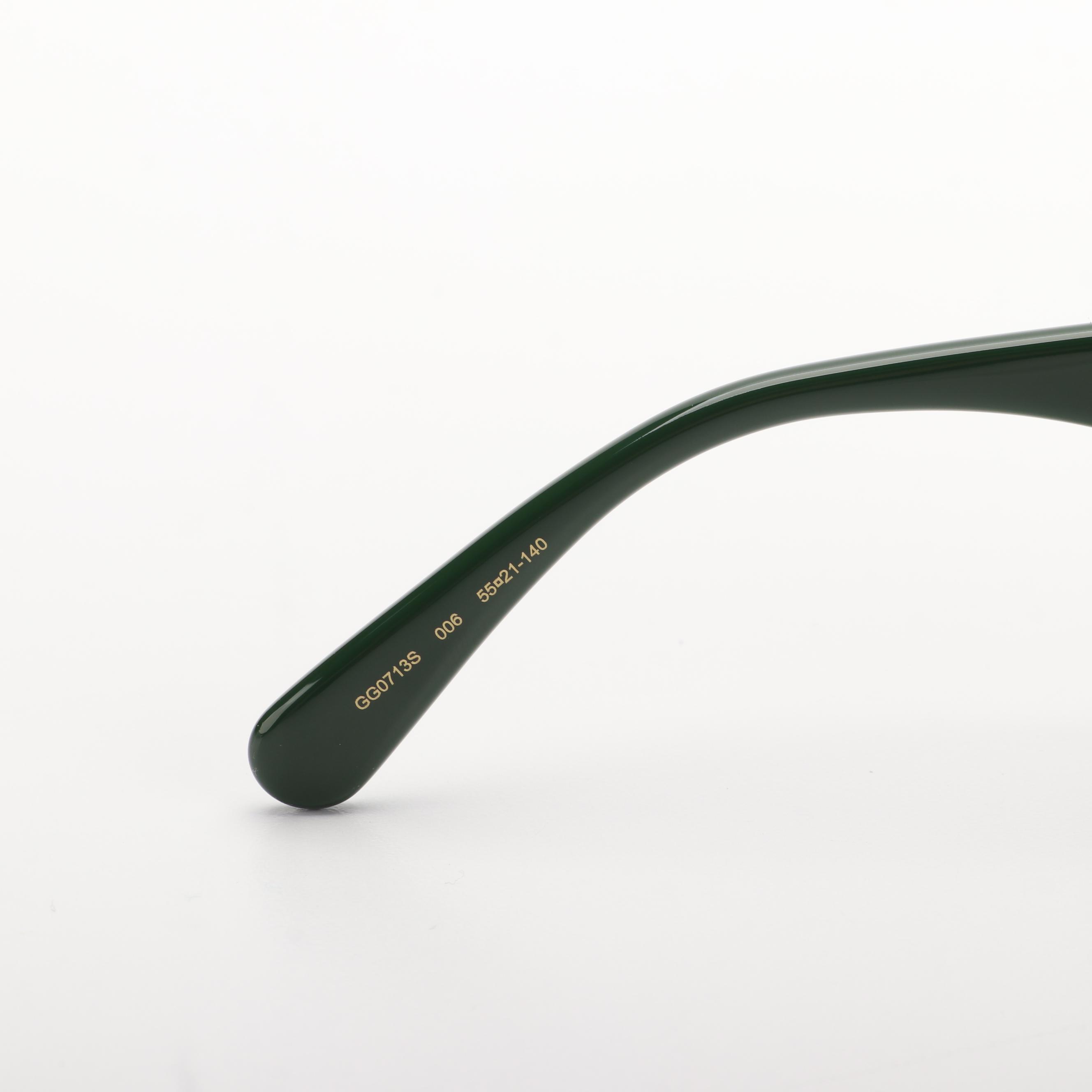 Gucci GG0713S Black and GG Green/Red Web Stripe Square Sunglasses with Case