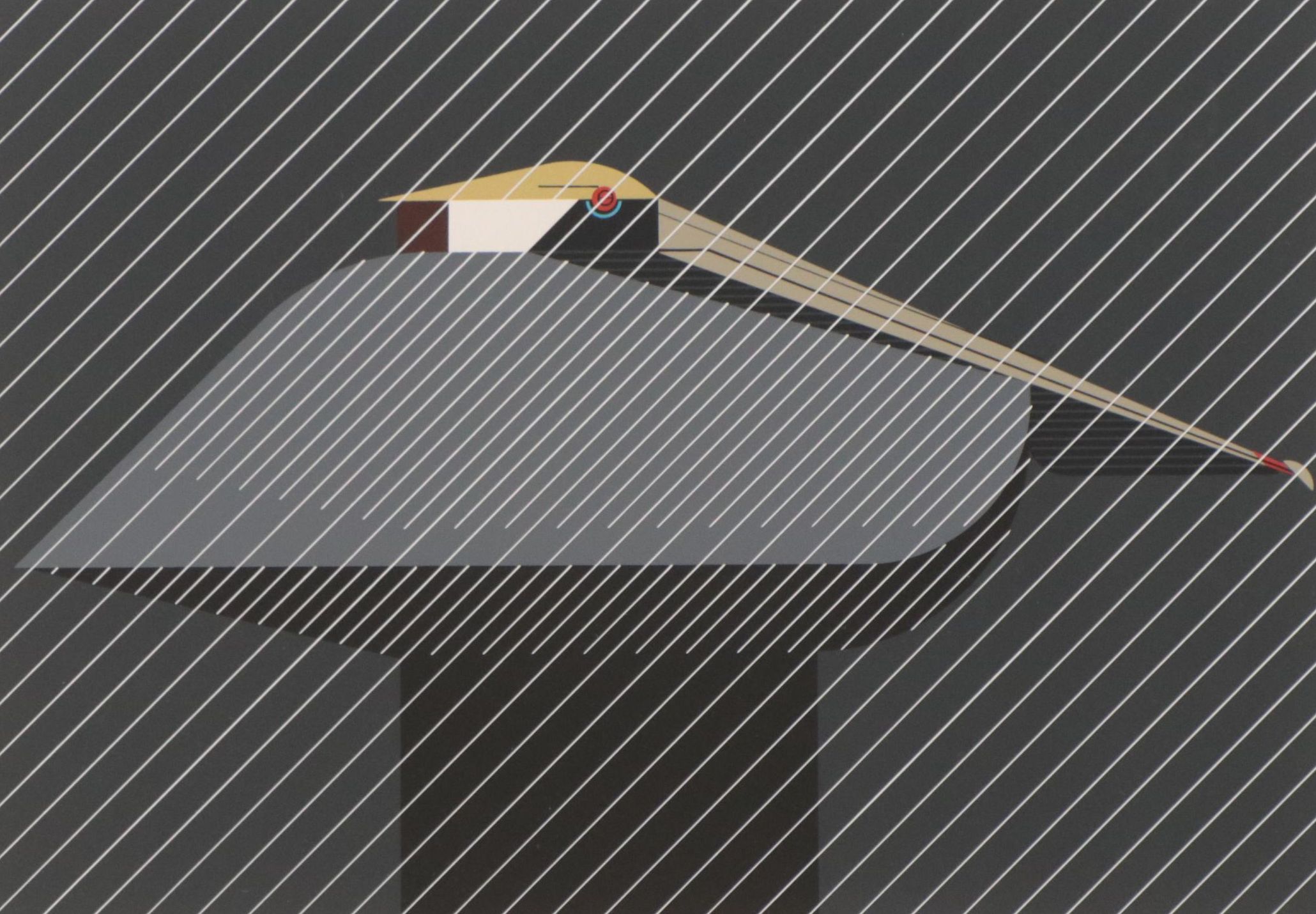 Charley Harper Serigraph "Pelican in a Downpour"