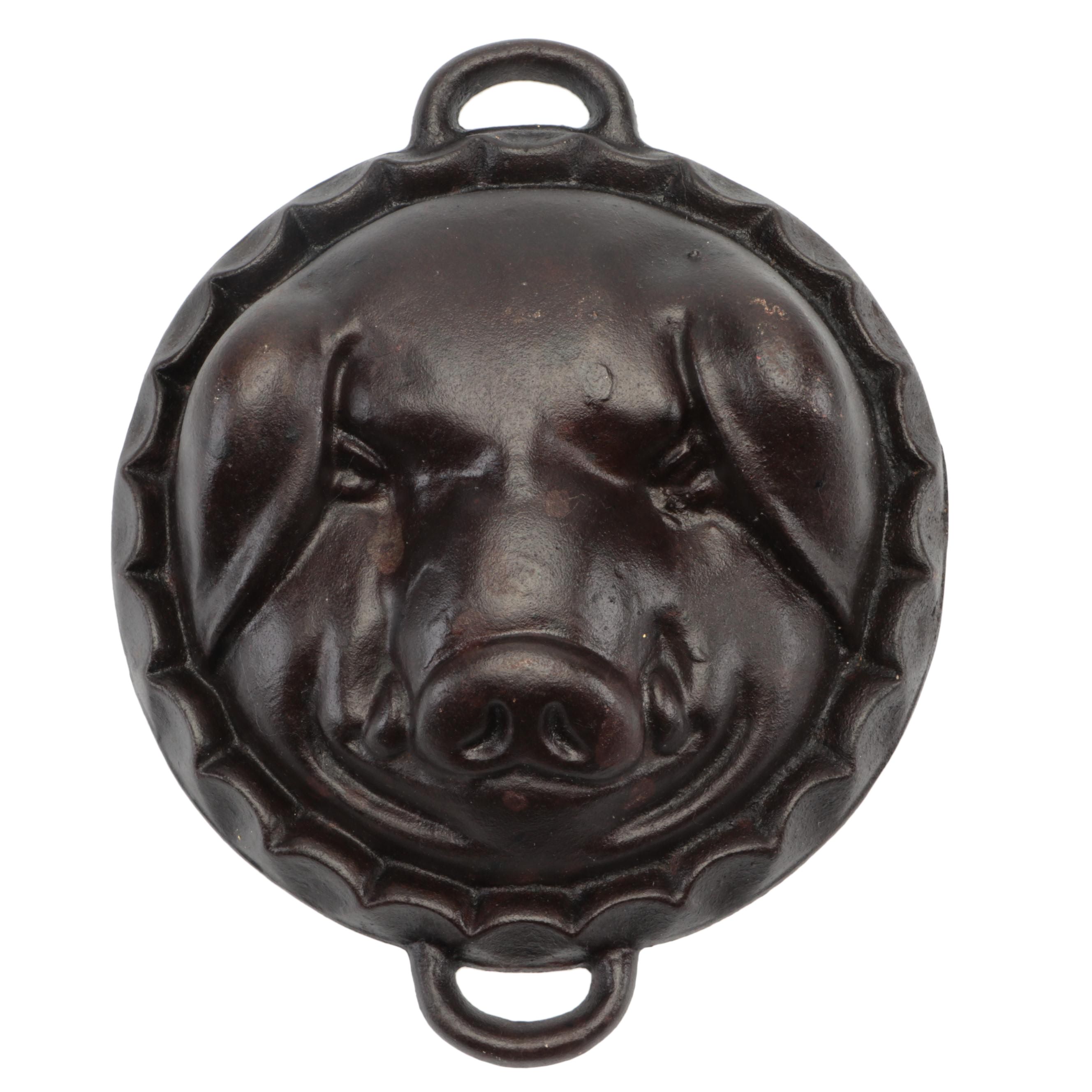 Crimped Edge Cast Iron Pig Head Mold