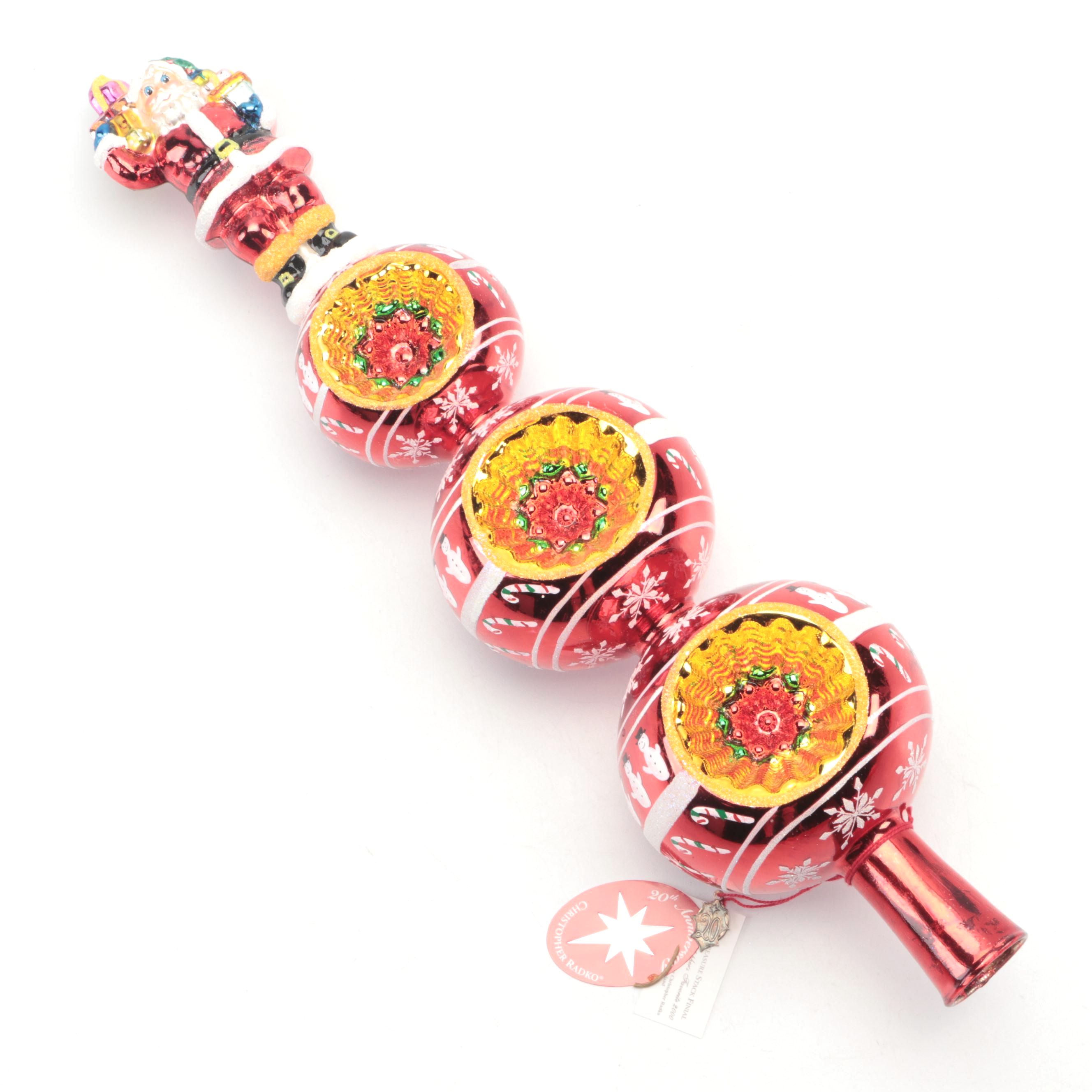 Christopher Radko Blown Glass Treasure Stack Finial