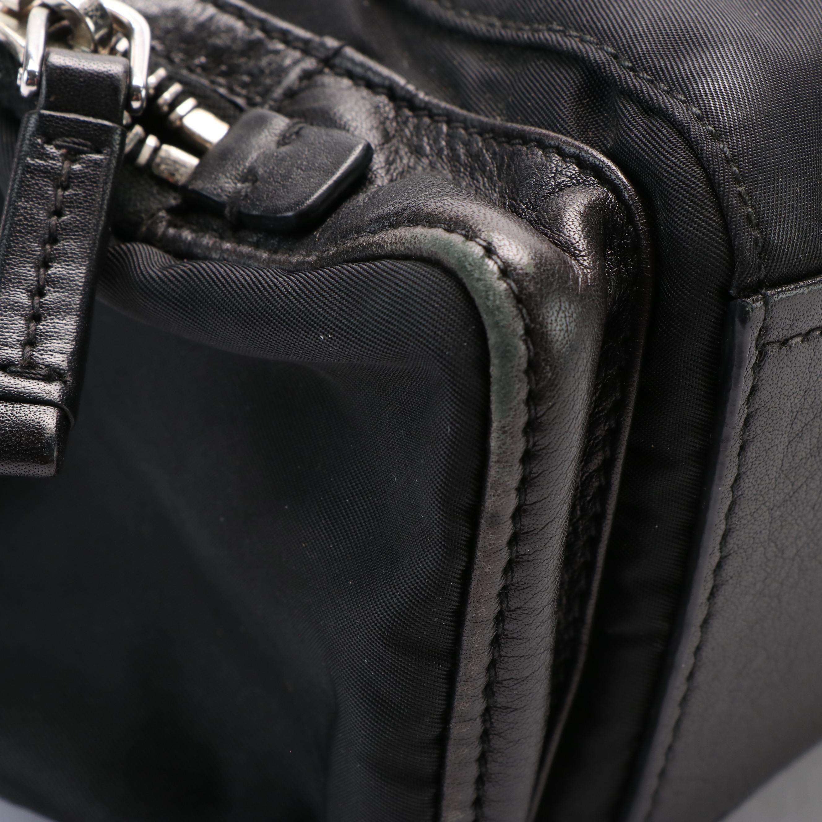 Prada Twin Pocket Medium Shoulder Bag in Black Leather