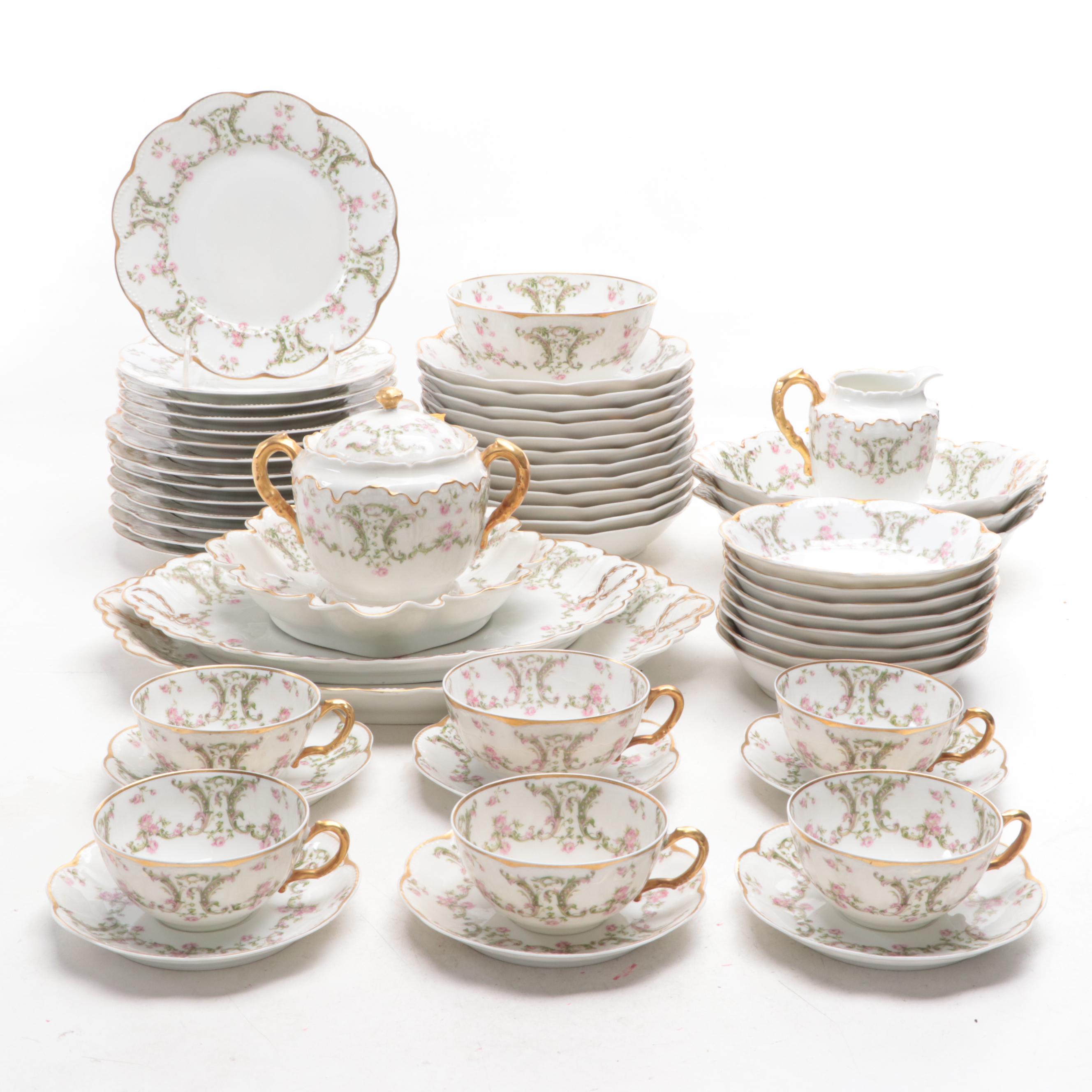 Haviland Pink Rose Porcelain Dinnerware, Early to Mid-20th Century