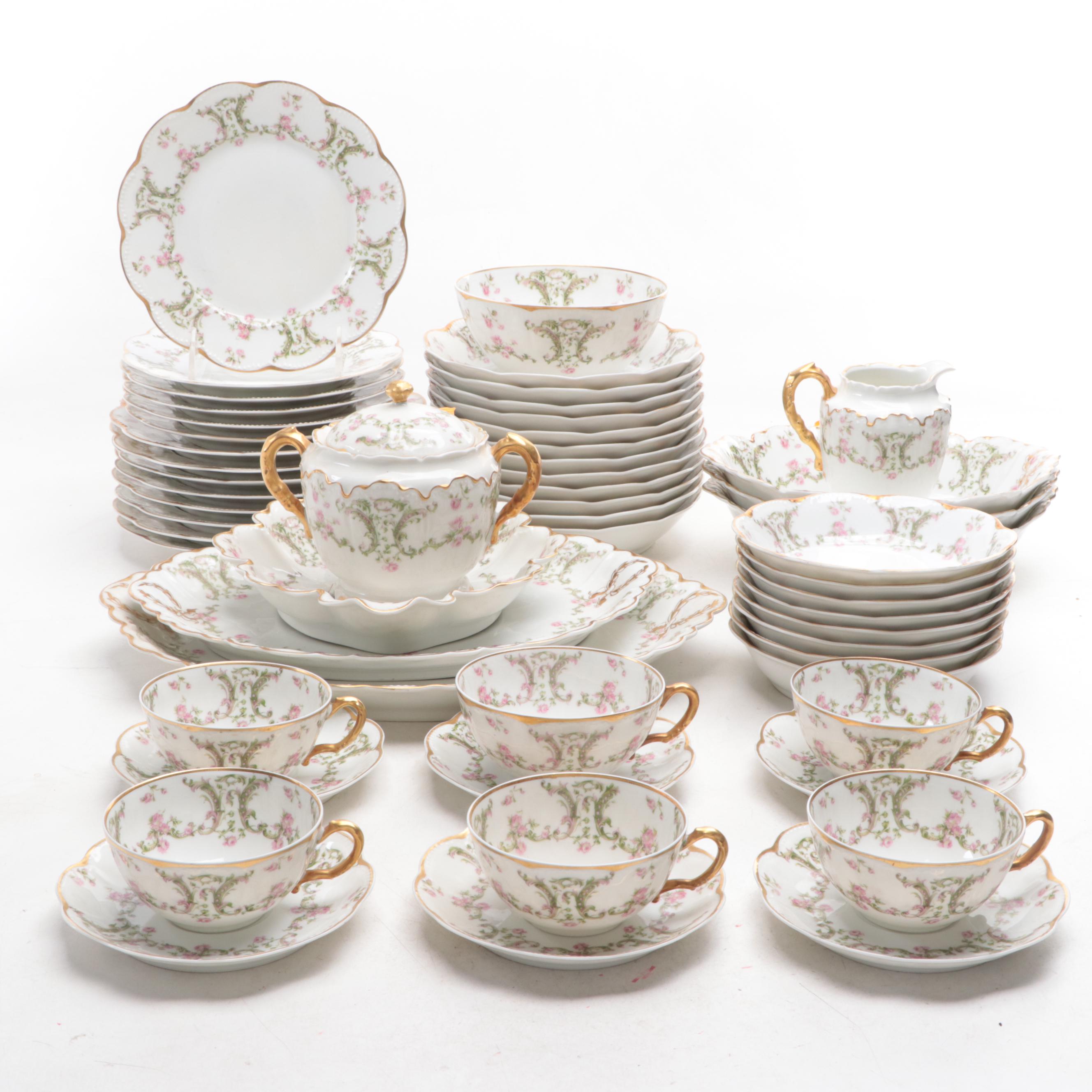 Haviland Pink Rose Porcelain Dinnerware, Early to Mid-20th Century