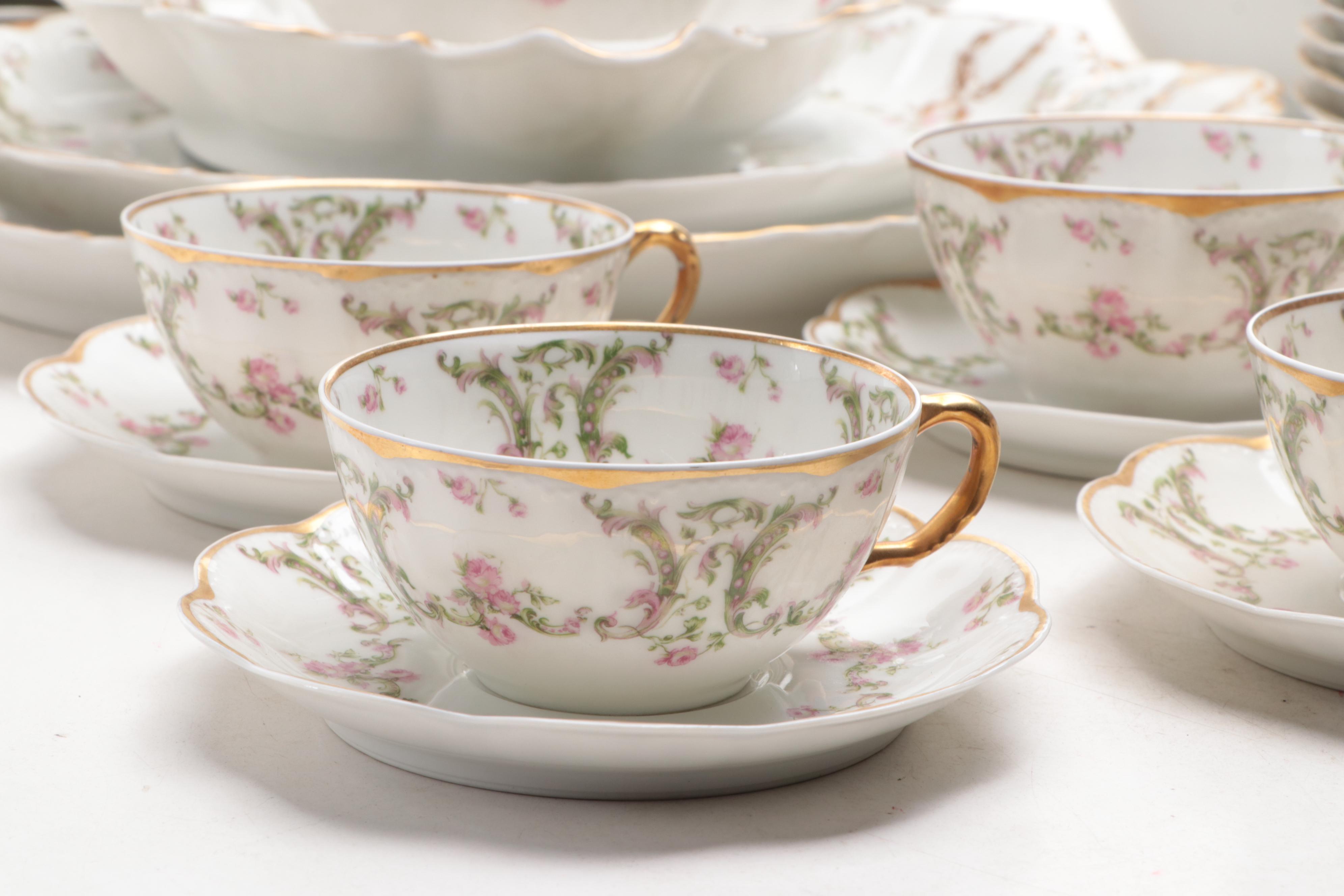 Haviland Pink Rose Porcelain Dinnerware, Early to Mid-20th Century