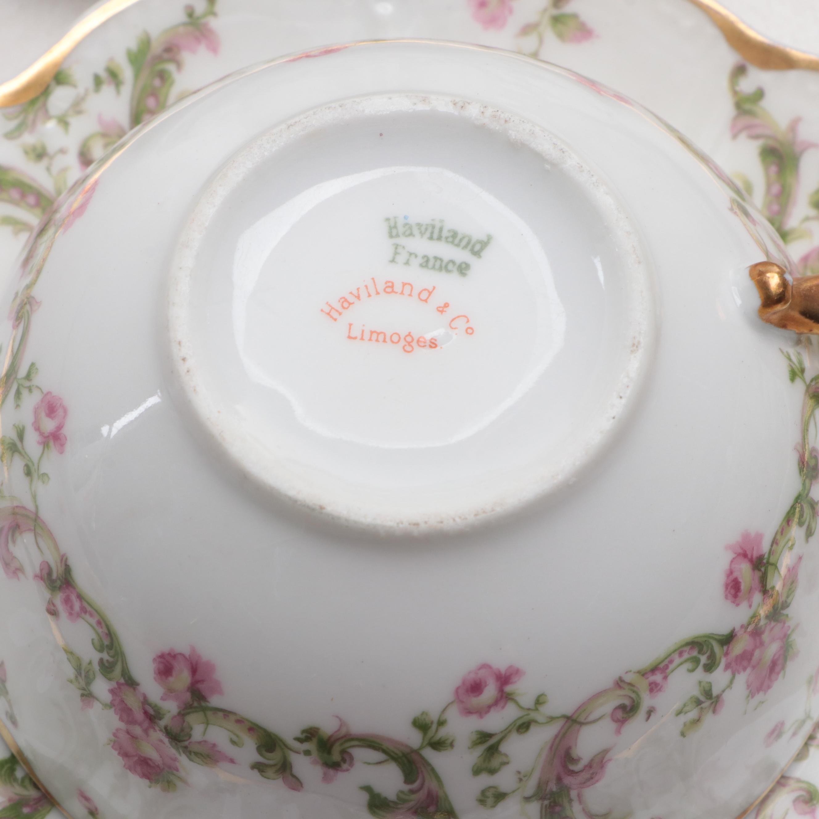 Haviland Pink Rose Porcelain Dinnerware, Early to Mid-20th Century