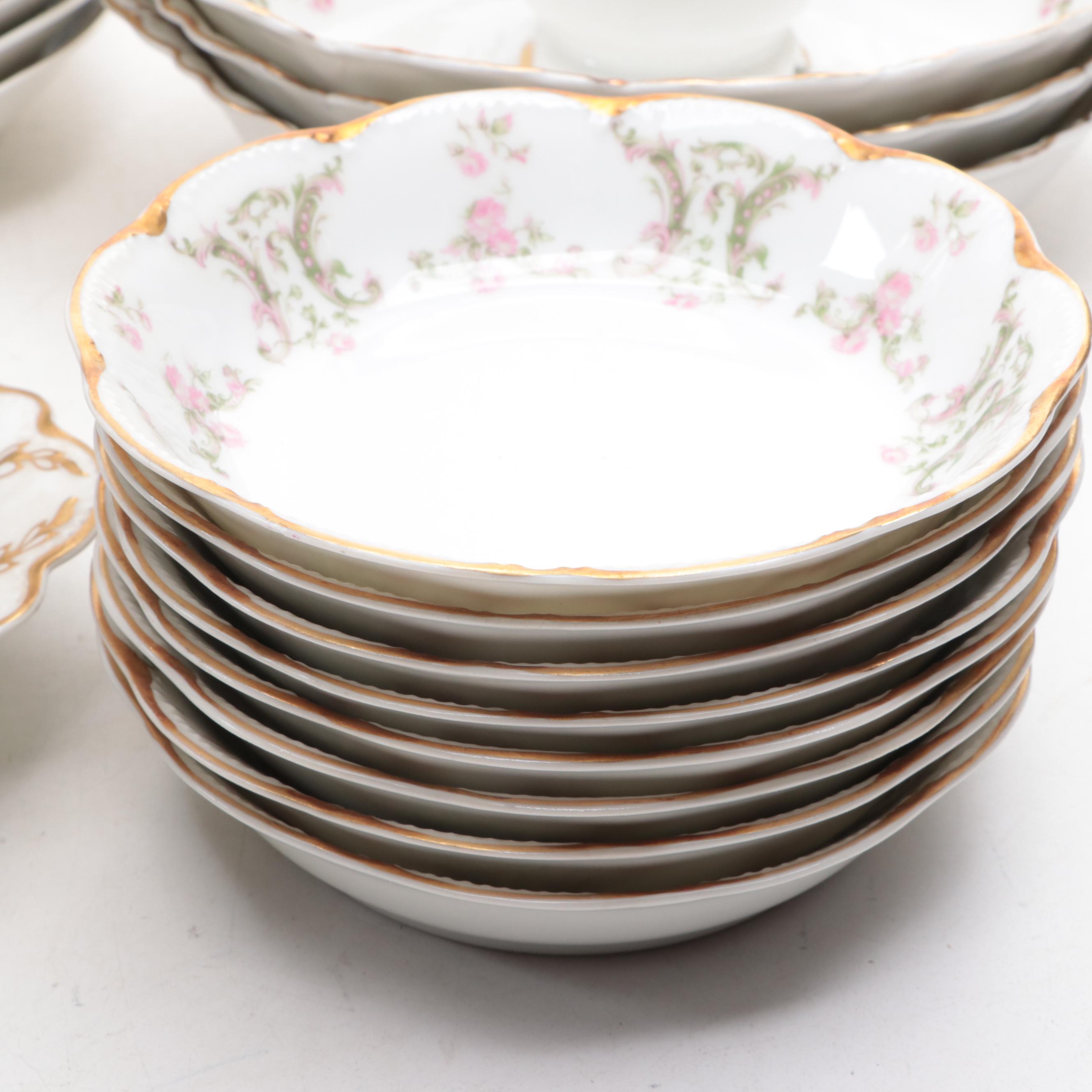 Haviland Pink Rose Porcelain Dinnerware, Early to Mid-20th Century