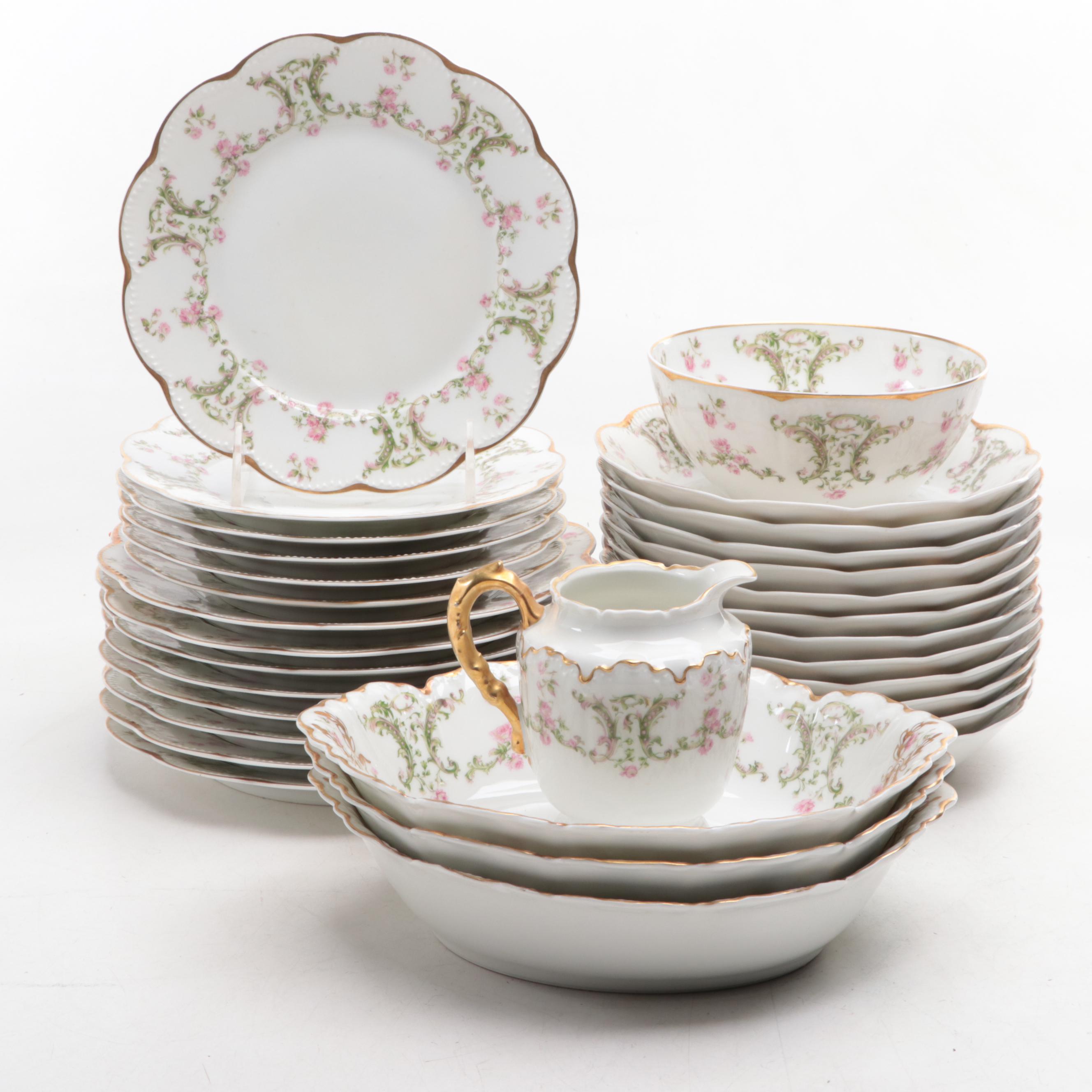 Haviland Pink Rose Porcelain Dinnerware, Early to Mid-20th Century