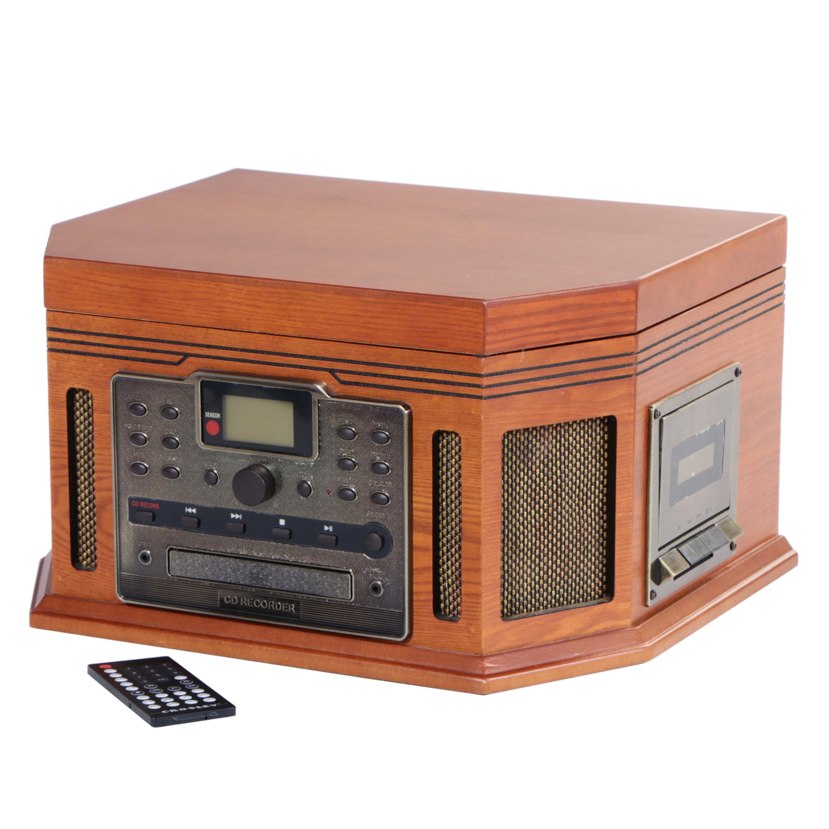 Crosley Oak Veneer AM/FM Turntable, Radio, CD Recorder and Cassette Player