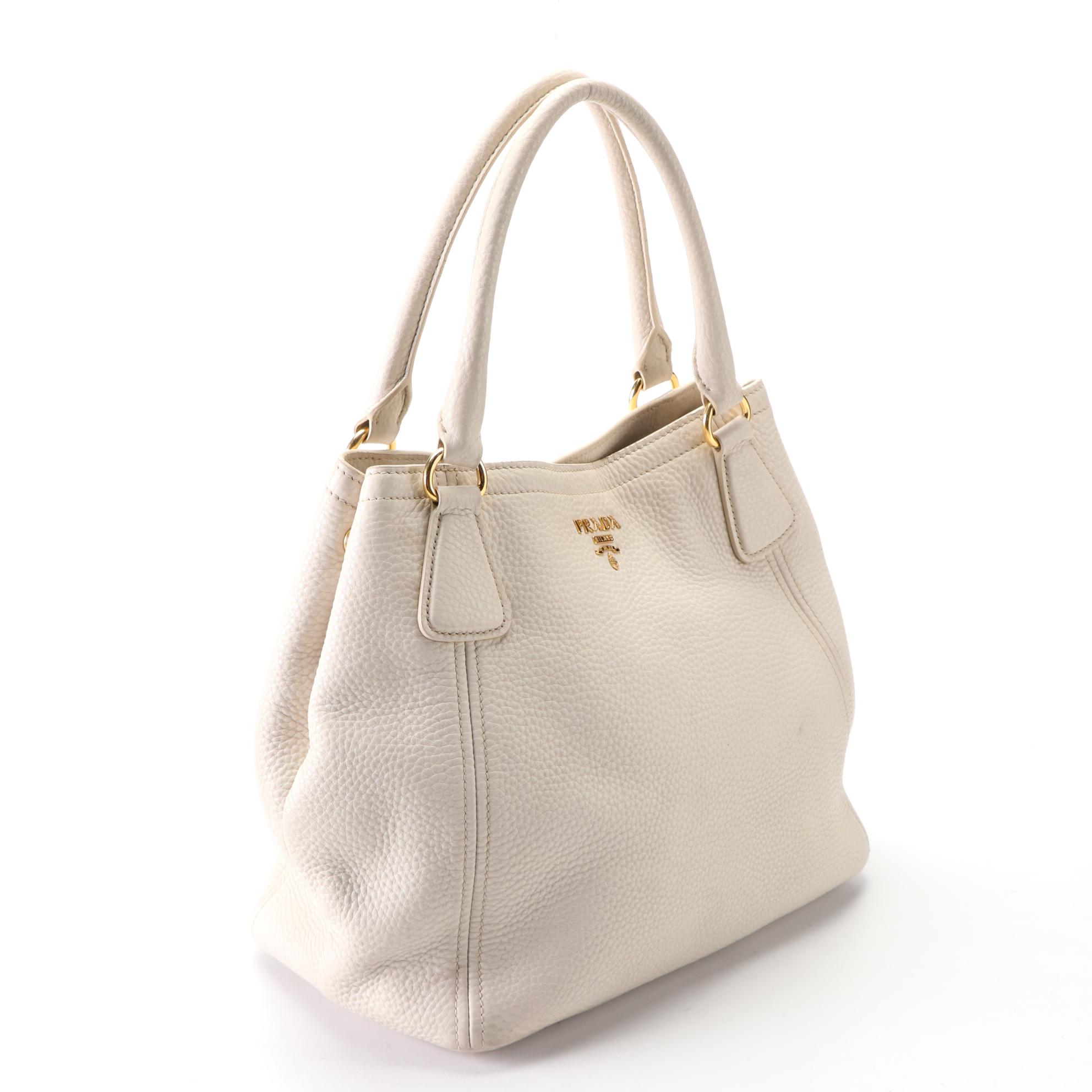 Prada Medium Tote BN2534 in Talco Vitello Daino Leather