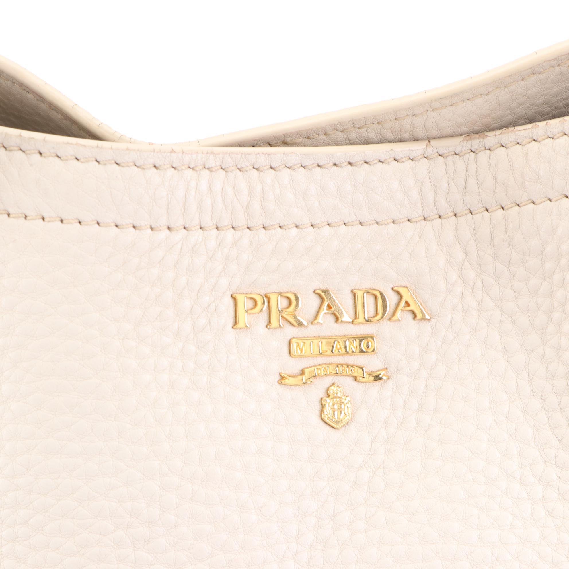 Prada Medium Tote BN2534 in Talco Vitello Daino Leather