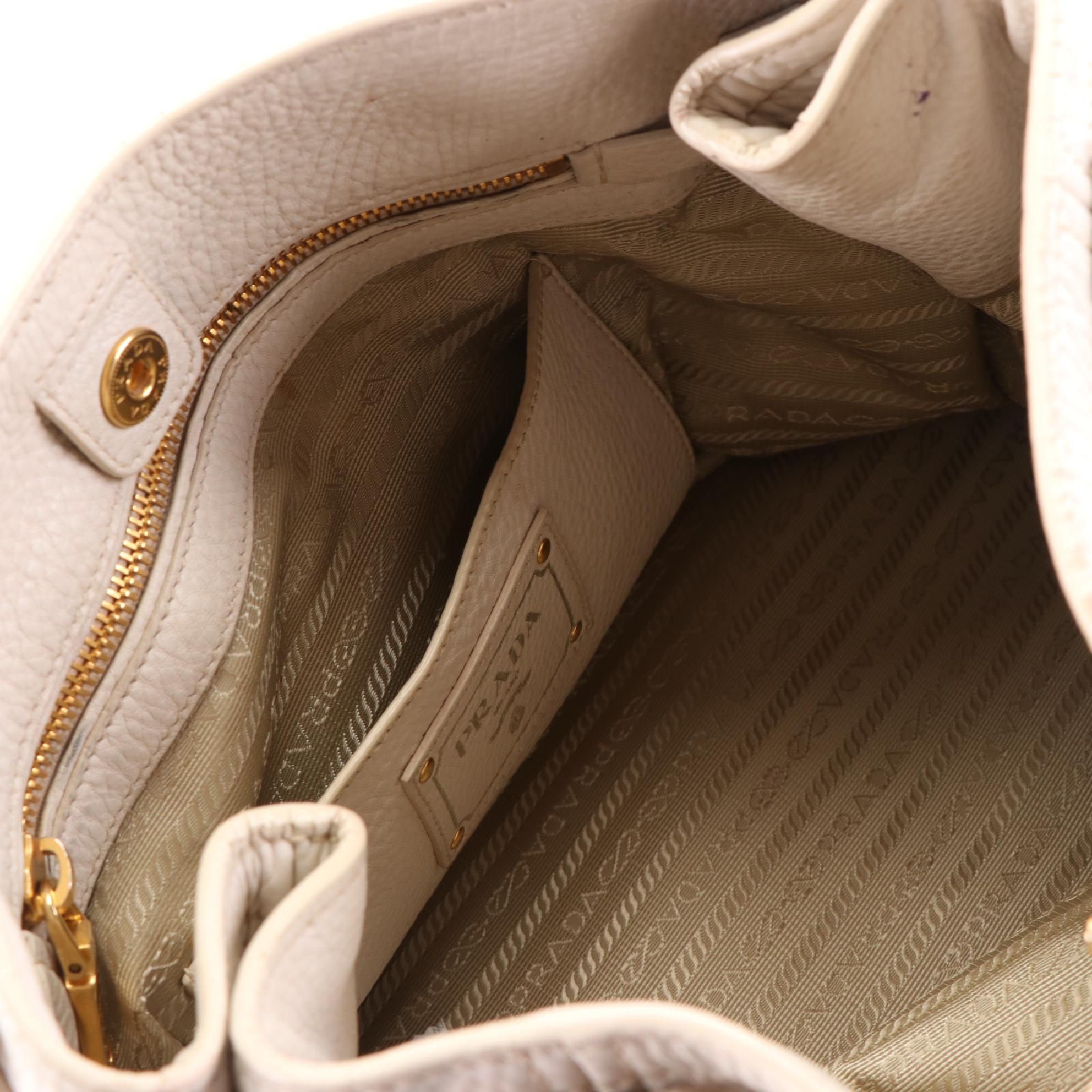 Prada Medium Tote BN2534 in Talco Vitello Daino Leather