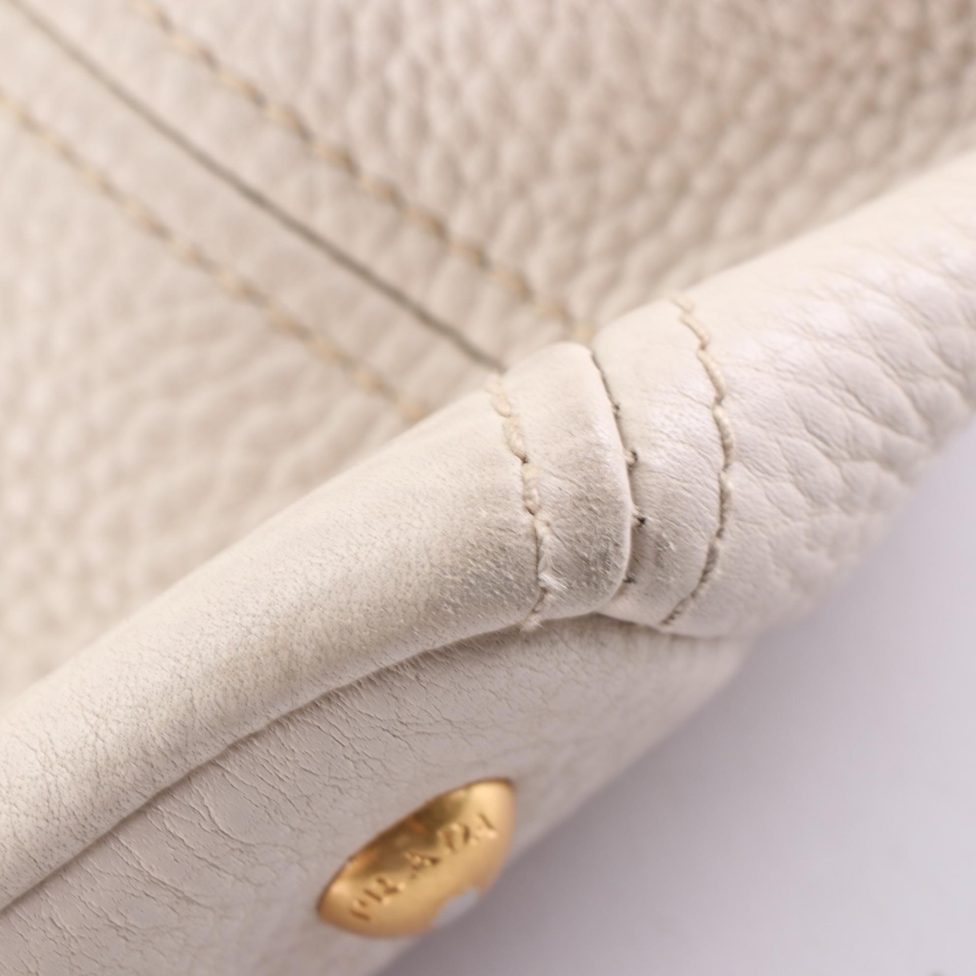 Prada Medium Tote BN2534 in Talco Vitello Daino Leather