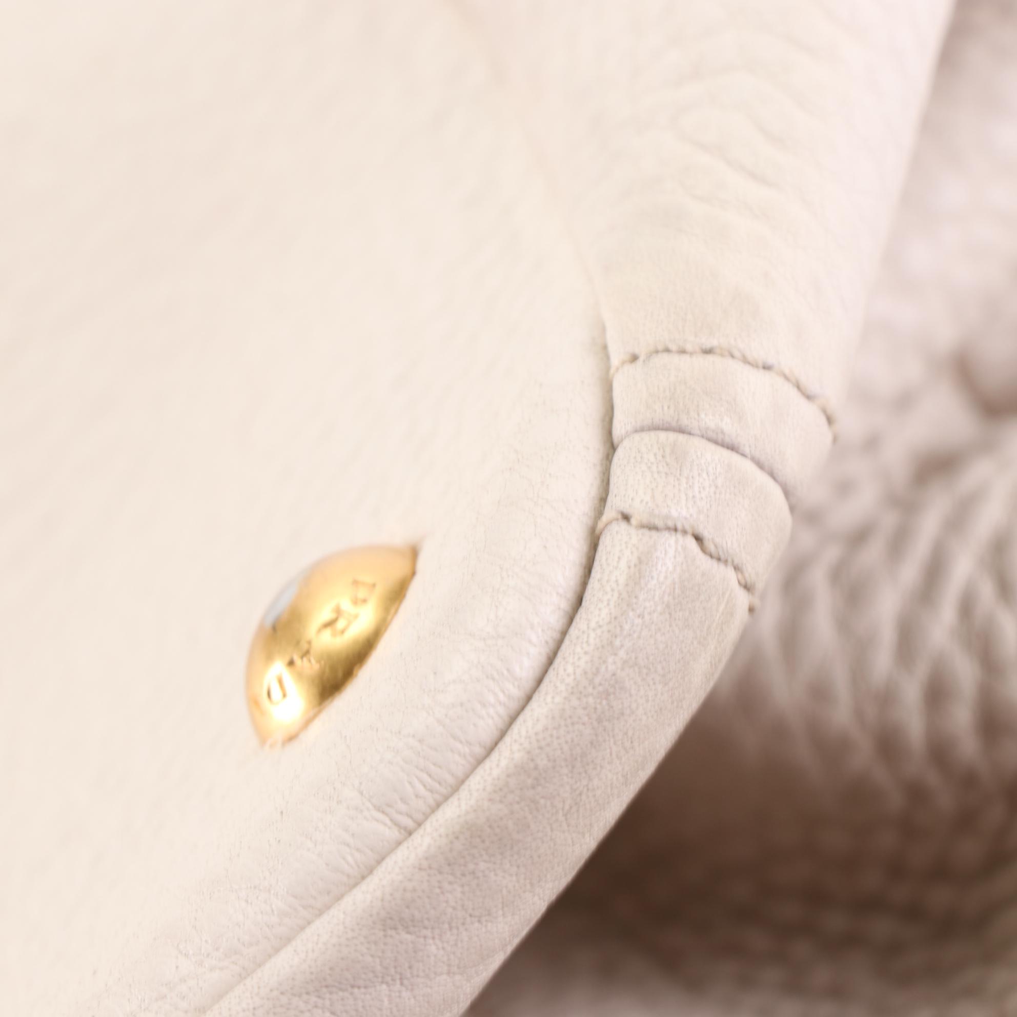 Prada Medium Tote BN2534 in Talco Vitello Daino Leather