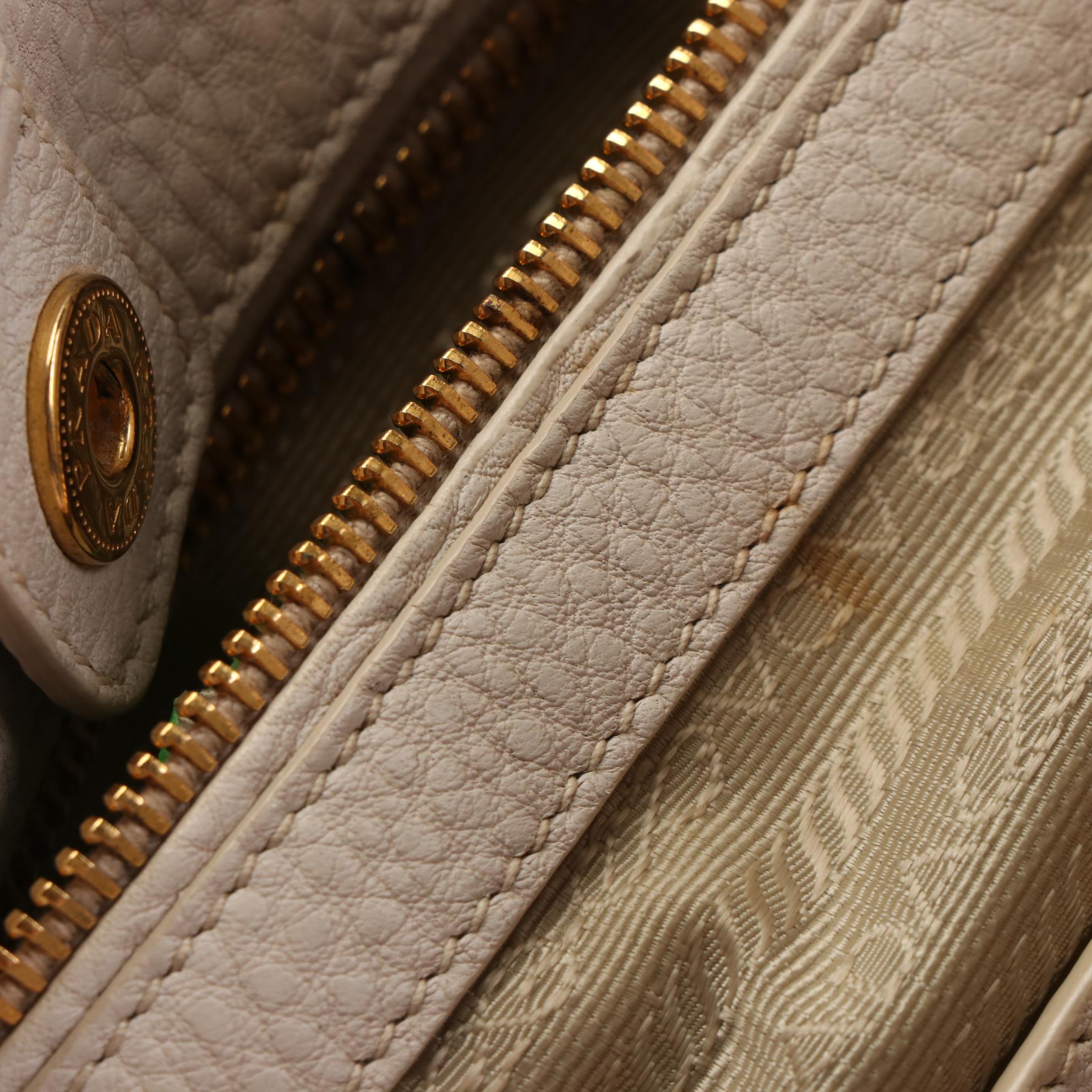 Prada Medium Tote BN2534 in Talco Vitello Daino Leather