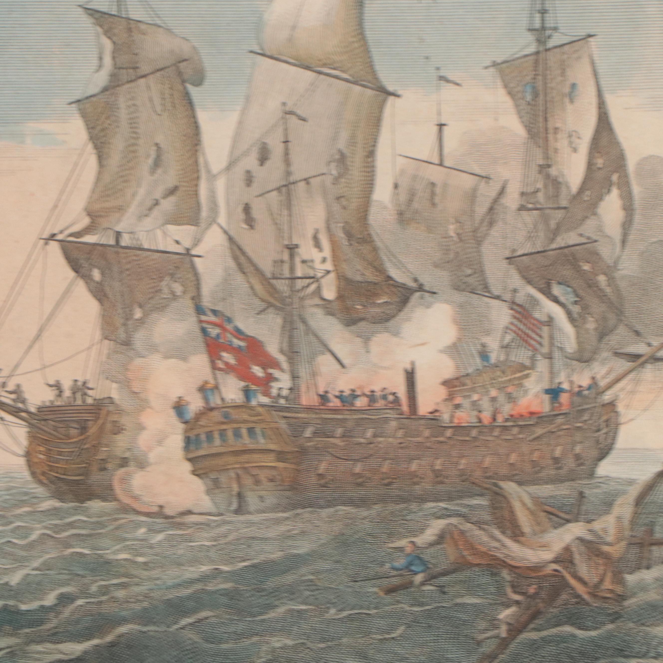 Balthasar Leizelt Engraving After Richard Paton of Revolutionary War Navy Battle