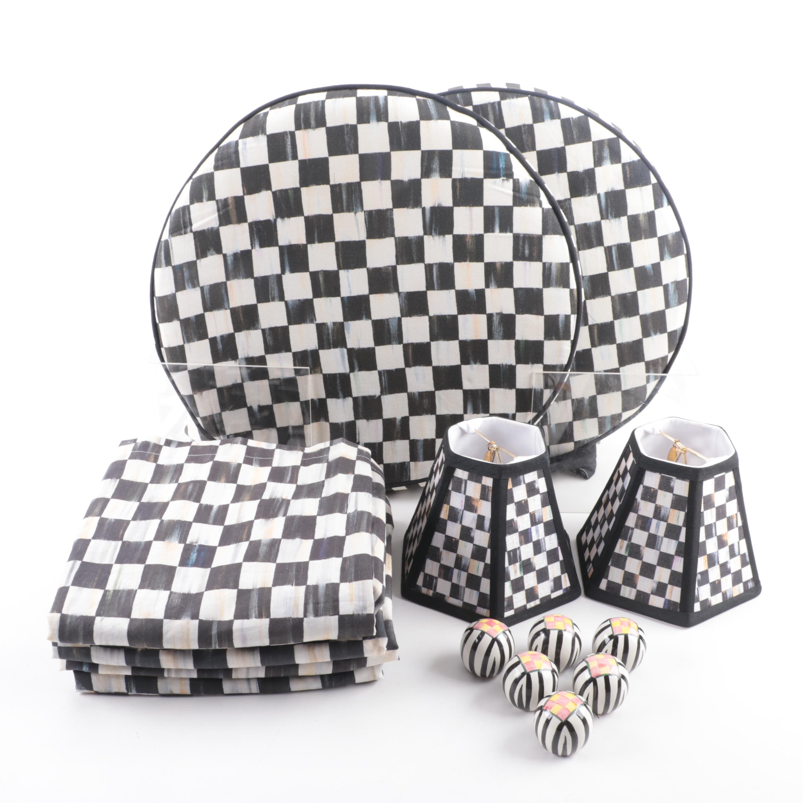 Mackenzie-Childs "Courtly Check" Drawer Pulls, Seat Cushions and Housewares