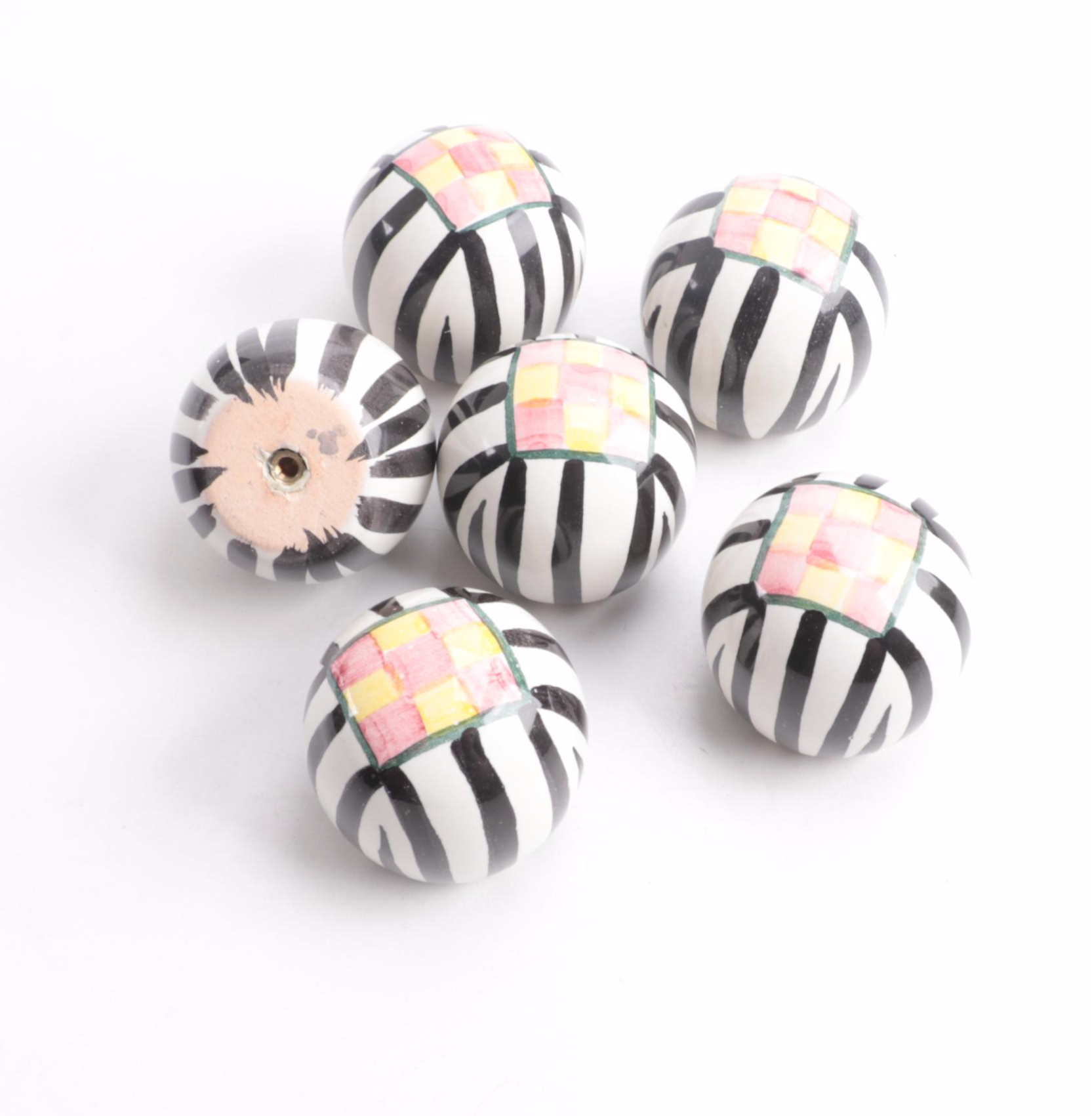 Mackenzie-Childs "Courtly Check" Drawer Pulls, Seat Cushions and Housewares