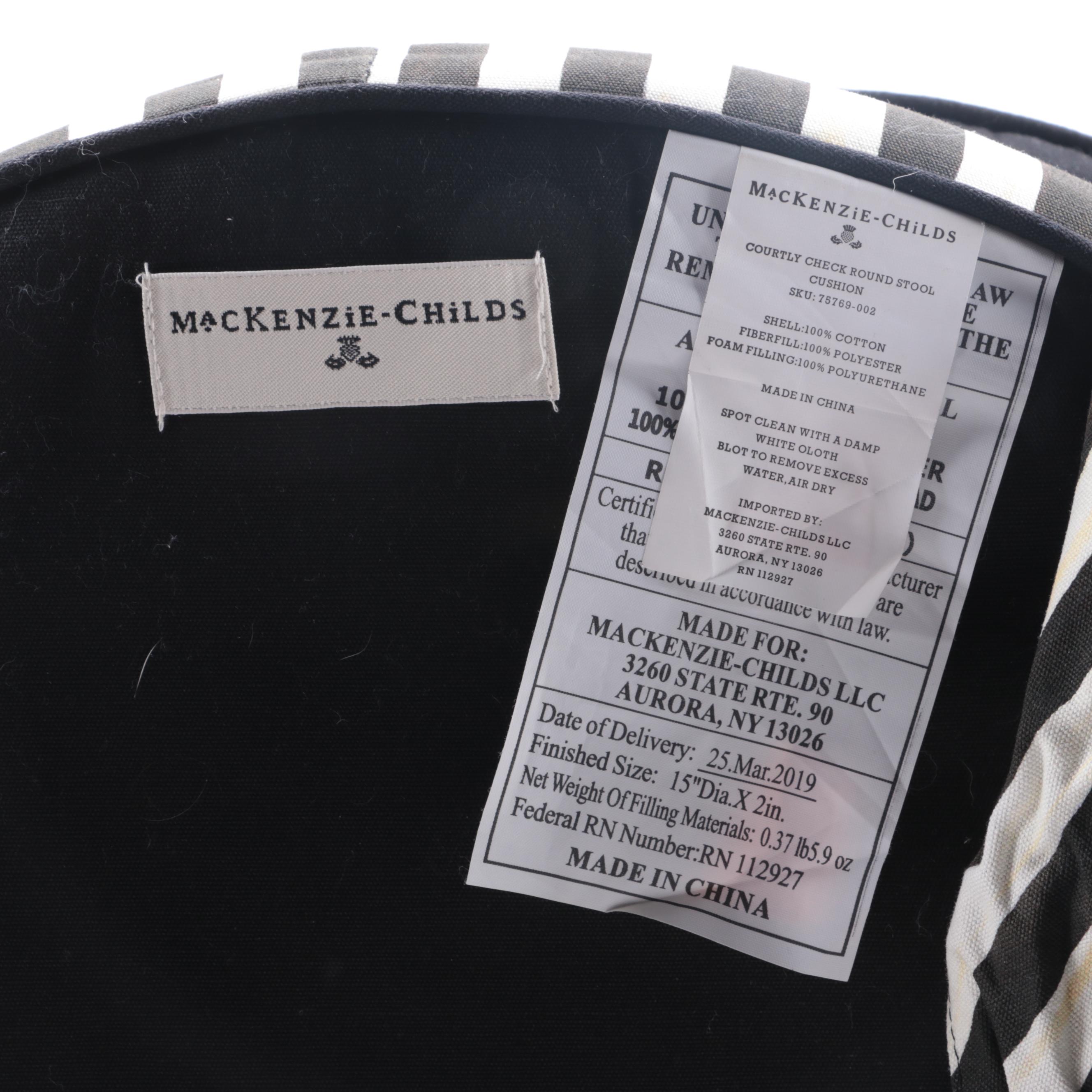 Mackenzie-Childs "Courtly Check" Drawer Pulls, Seat Cushions and Housewares