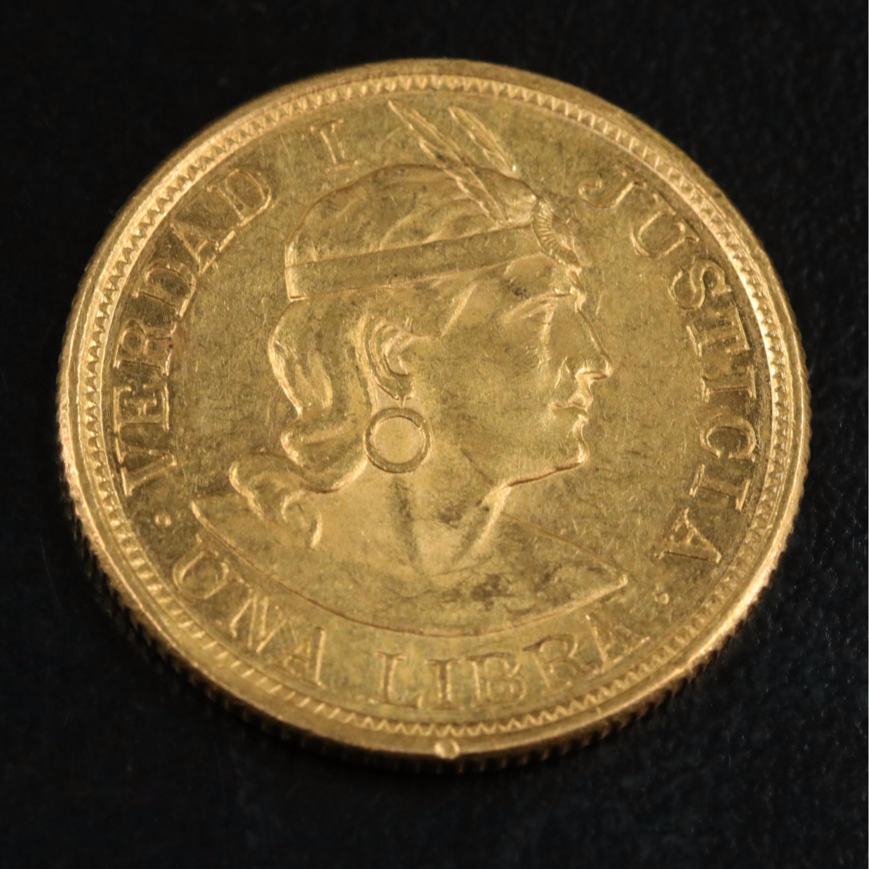 1905 Peru One Libra Gold Coin