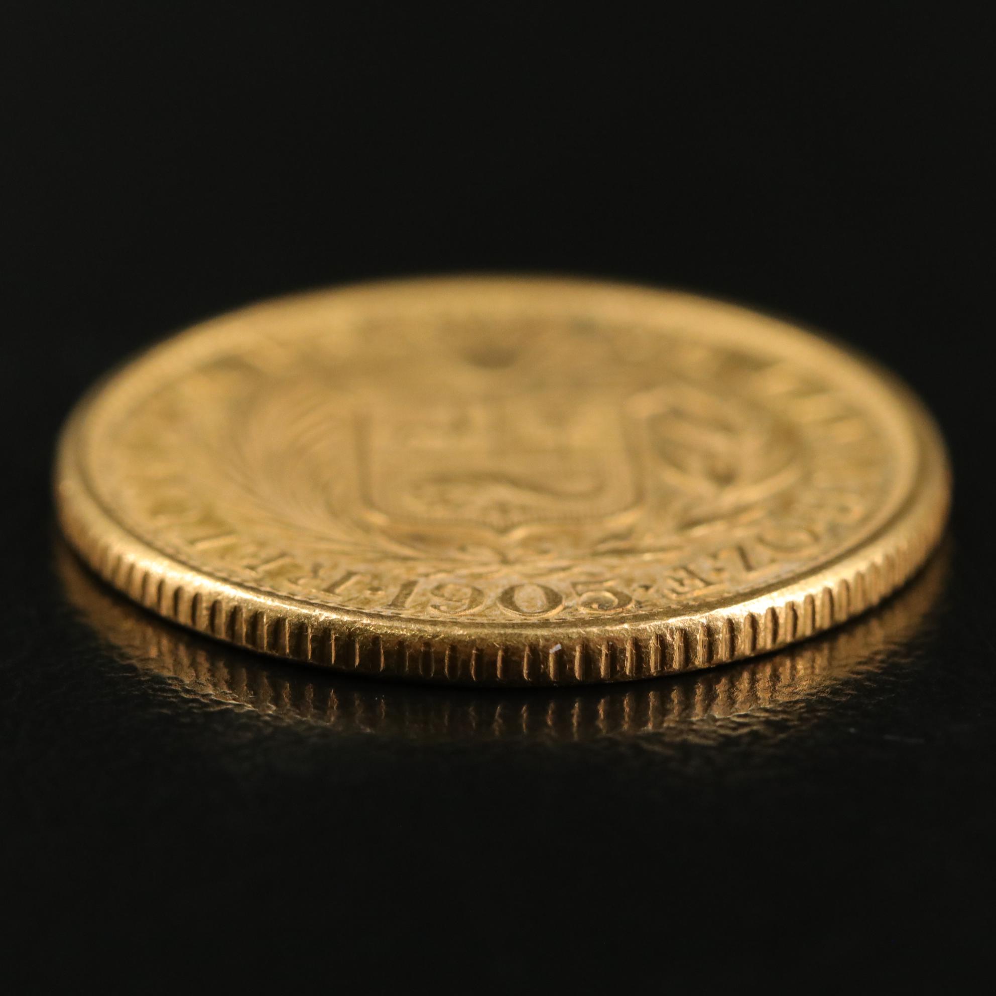1905 Peru One Libra Gold Coin