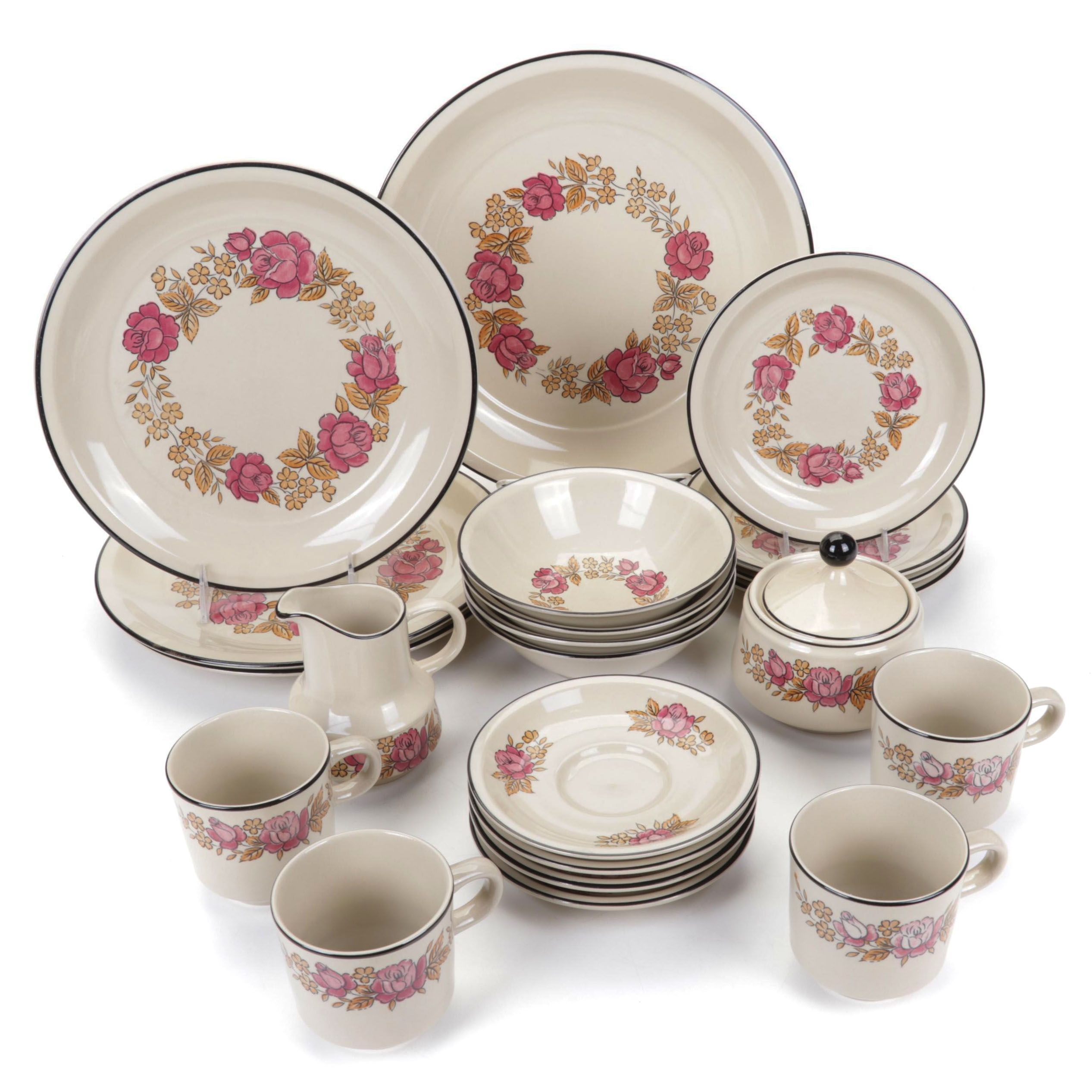 Fashion Manor "Plum Rose" Stoneware Dinnerware