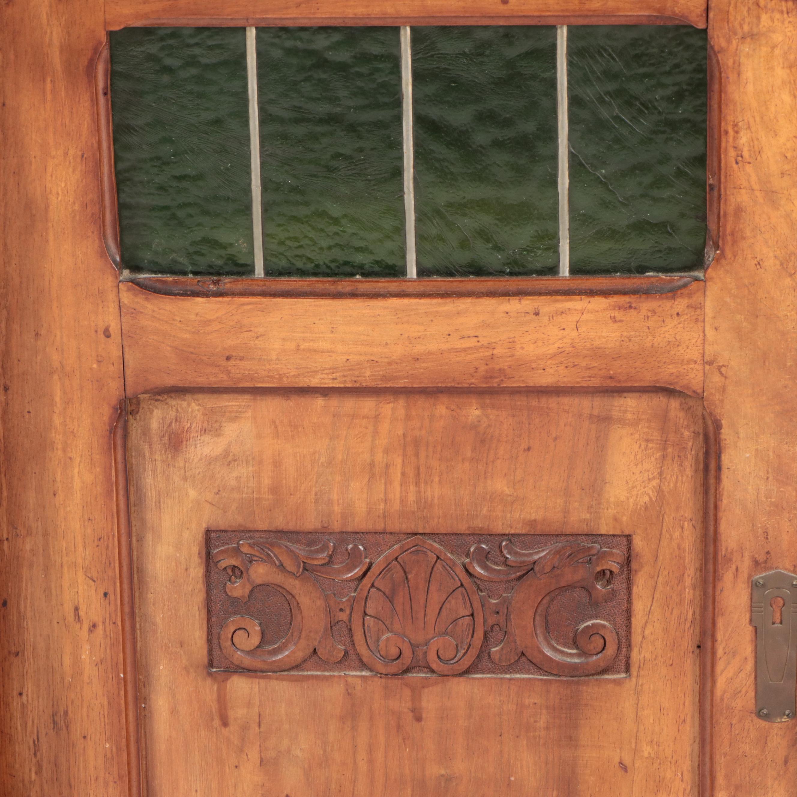 Victorian Hardwood Cabinet Base with Leaded Glass Windows