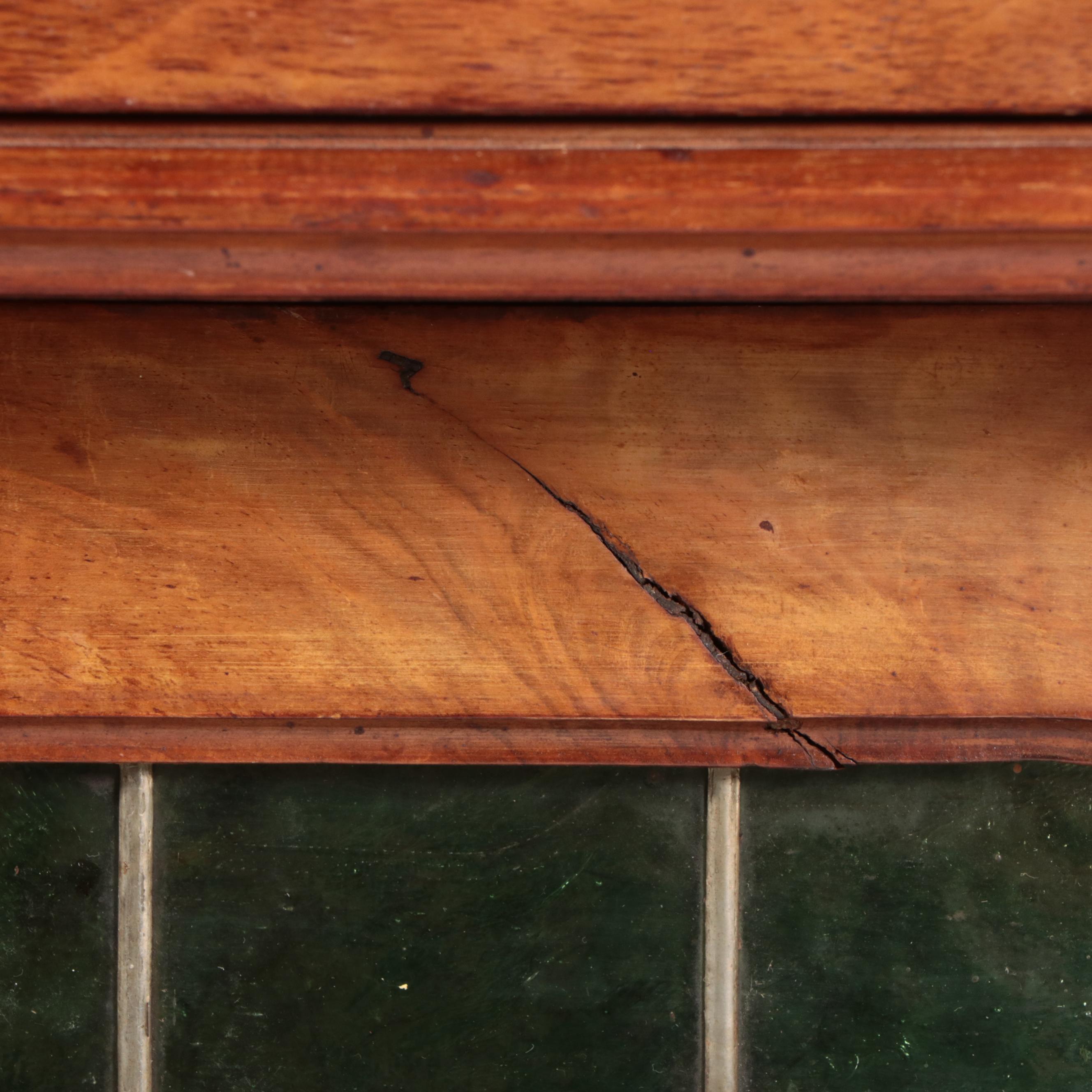 Victorian Hardwood Cabinet Base with Leaded Glass Windows