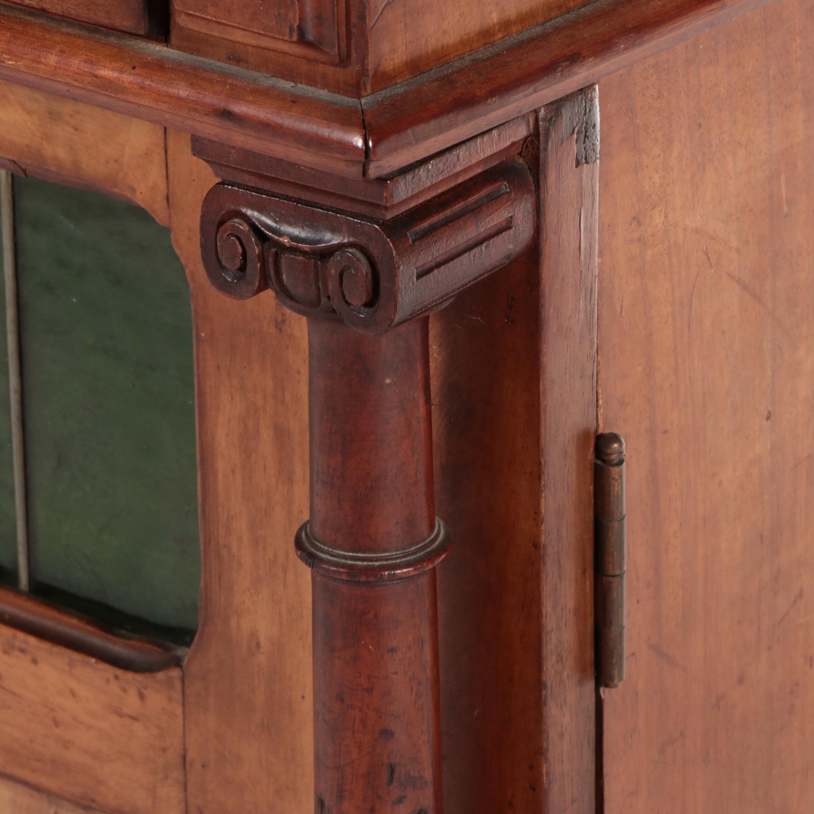 Victorian Hardwood Cabinet Base with Leaded Glass Windows