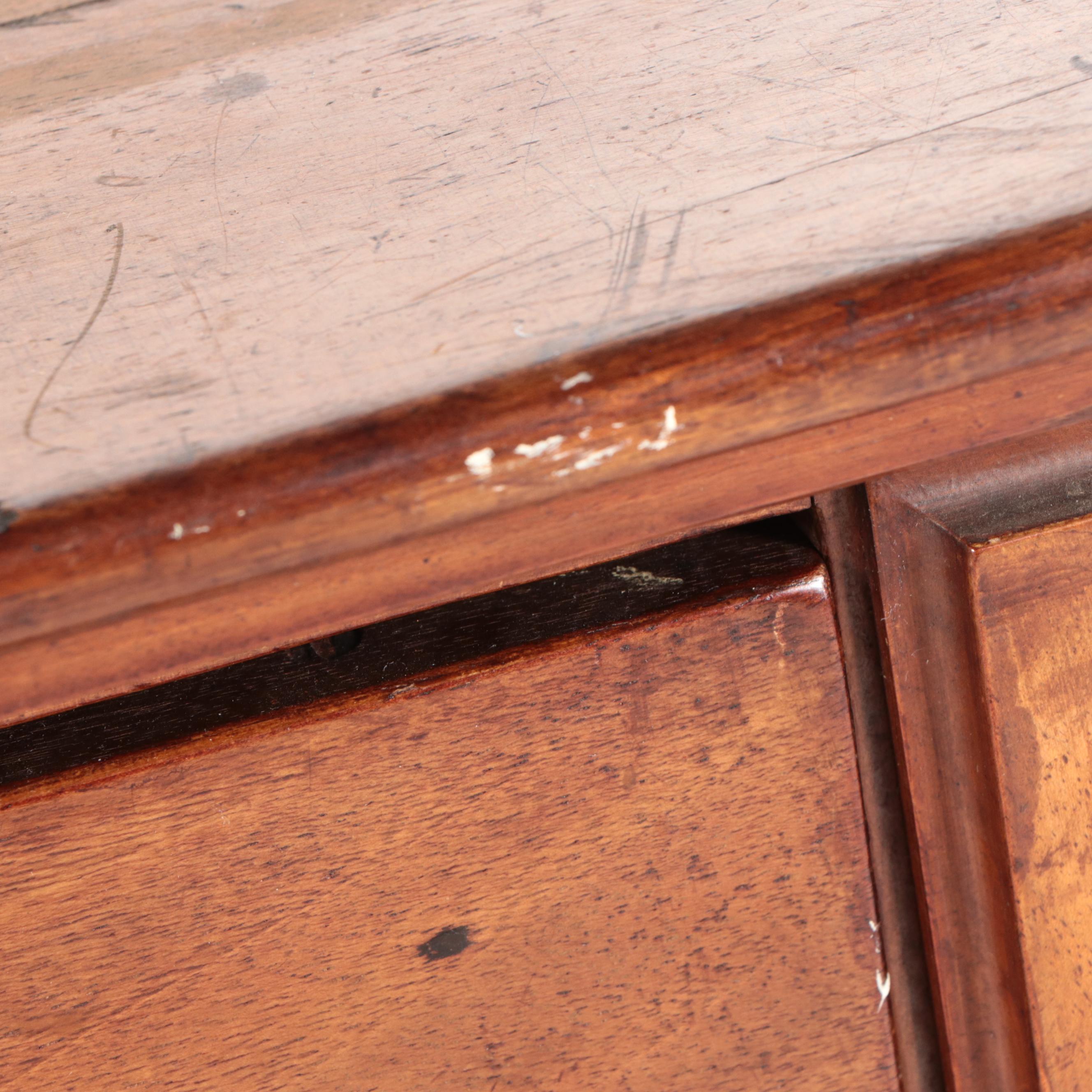 Victorian Hardwood Cabinet Base with Leaded Glass Windows
