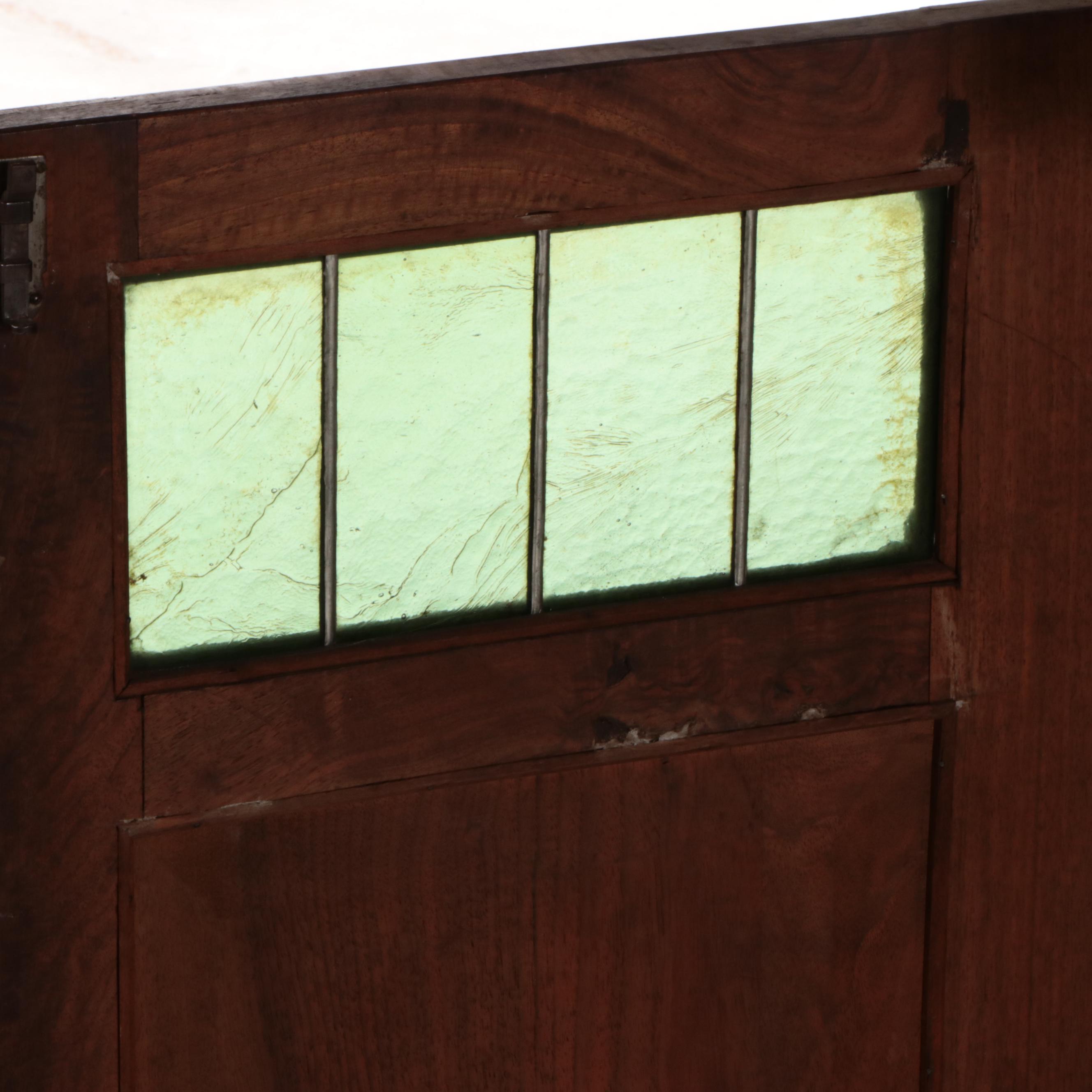 Victorian Hardwood Cabinet Base with Leaded Glass Windows