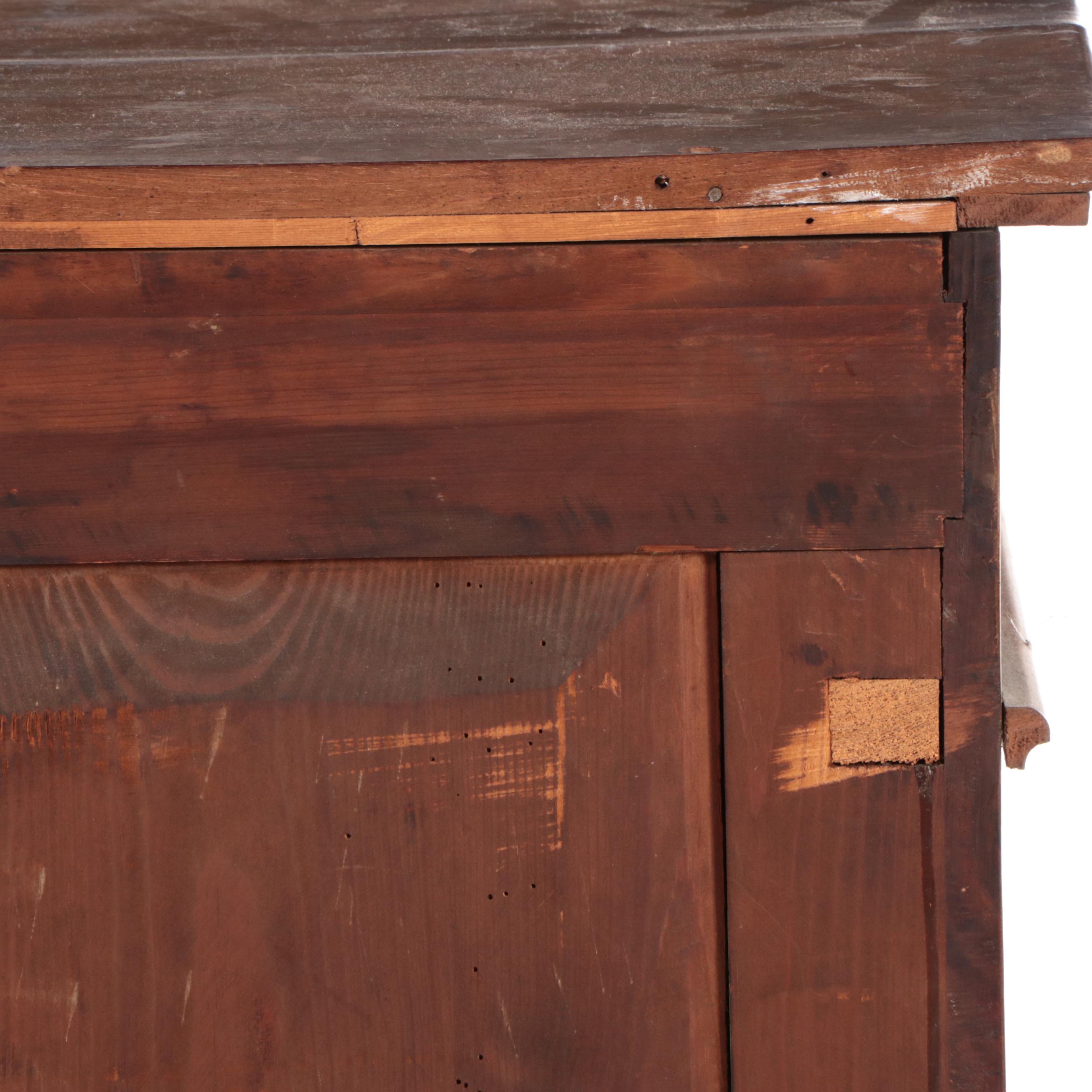 Victorian Hardwood Cabinet Base with Leaded Glass Windows