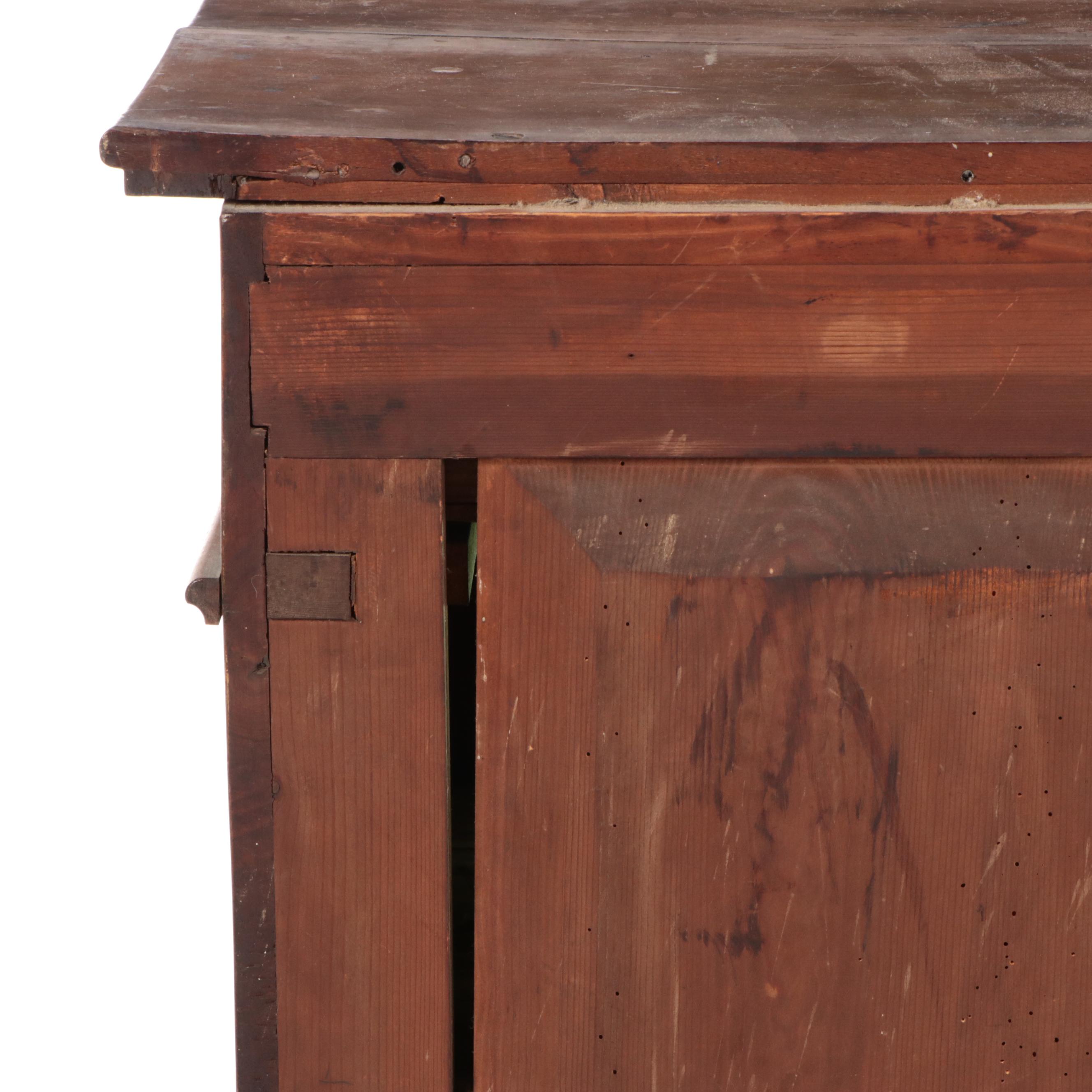 Victorian Hardwood Cabinet Base with Leaded Glass Windows