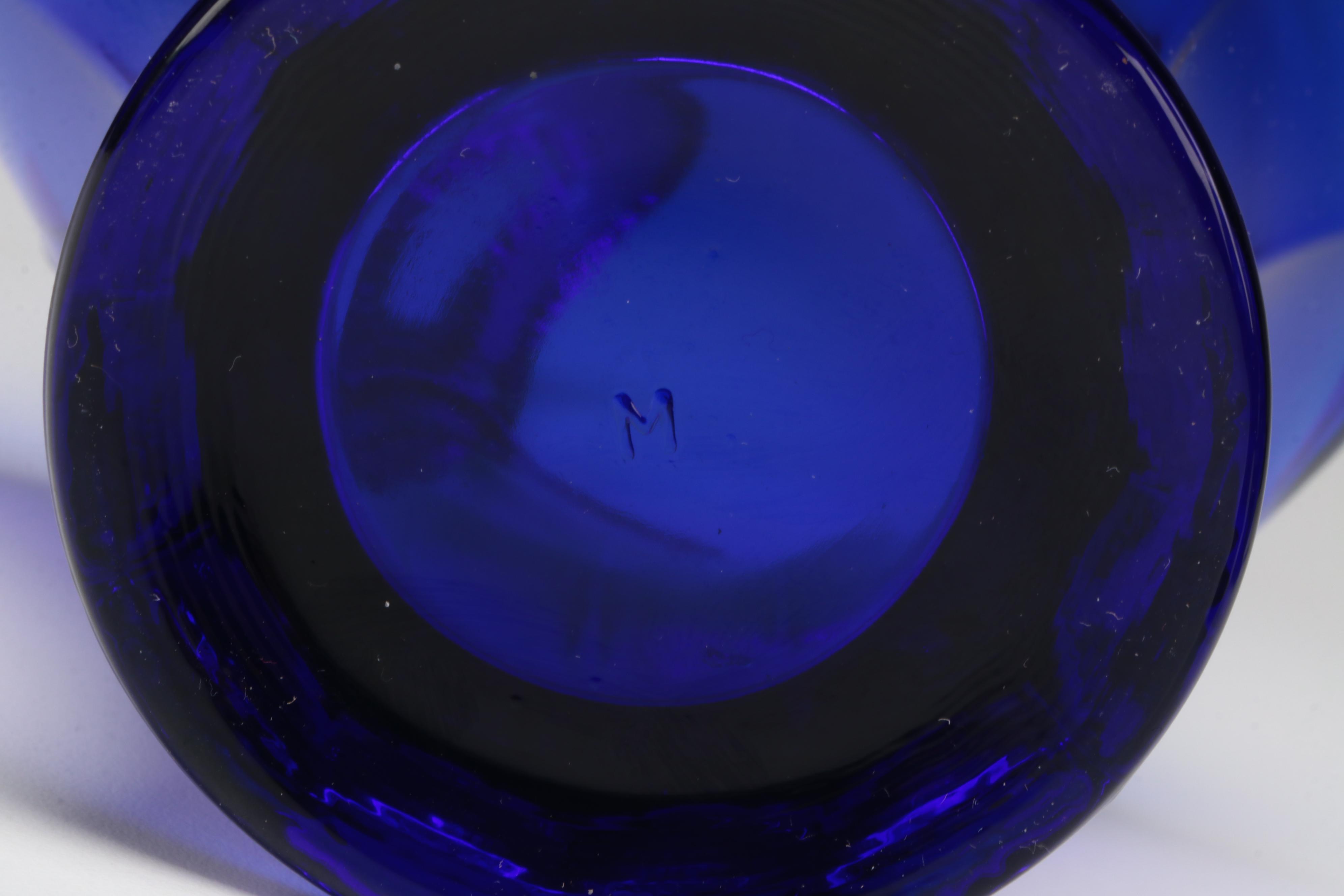 Fenton Hand-Painted Canaan Valley Glass Bell and Other Cobalt Glass Décor