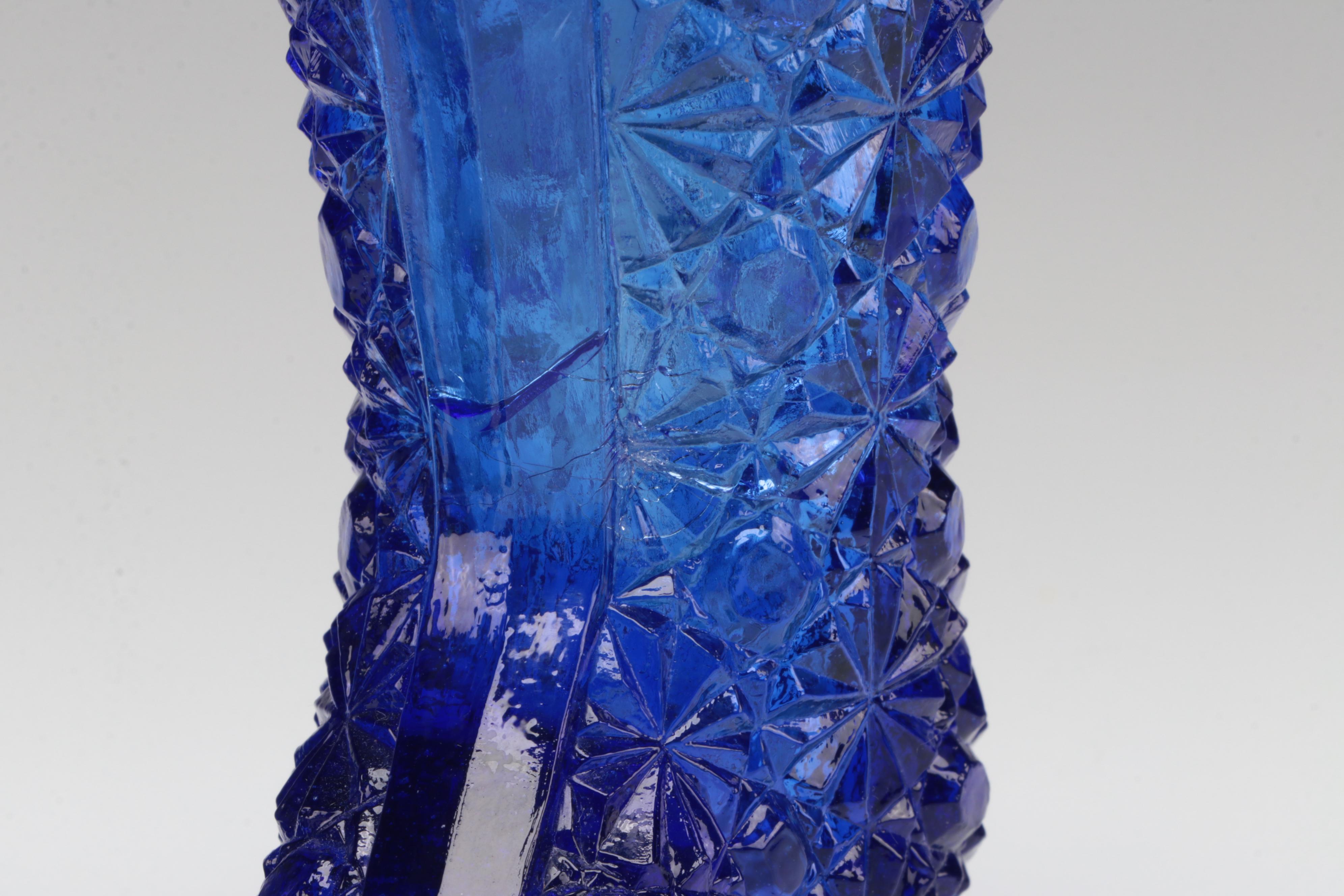 Fenton Hand-Painted Canaan Valley Glass Bell and Other Cobalt Glass Décor