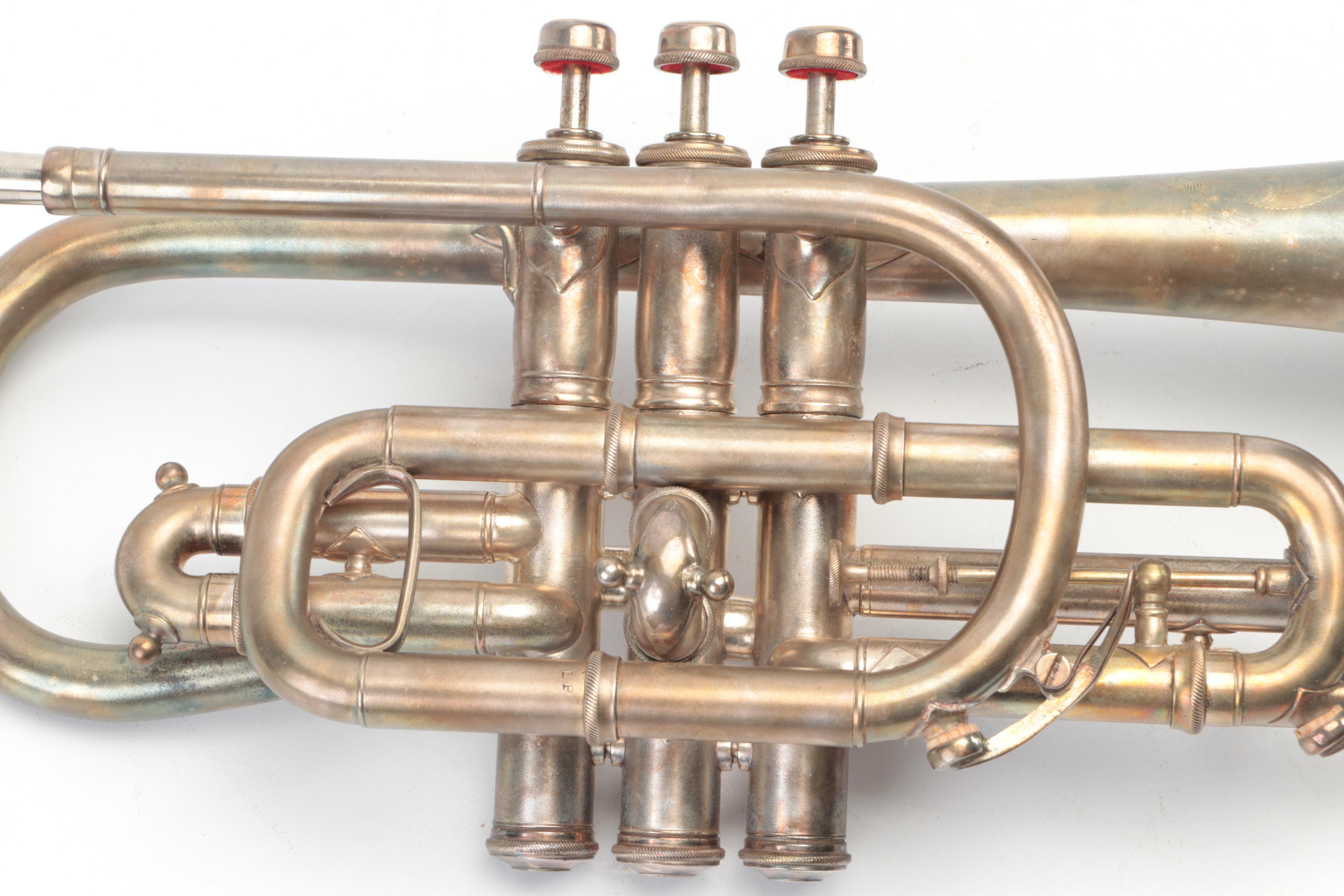 JW York Professional A/Bb Cornet with Case, Early 20th Century