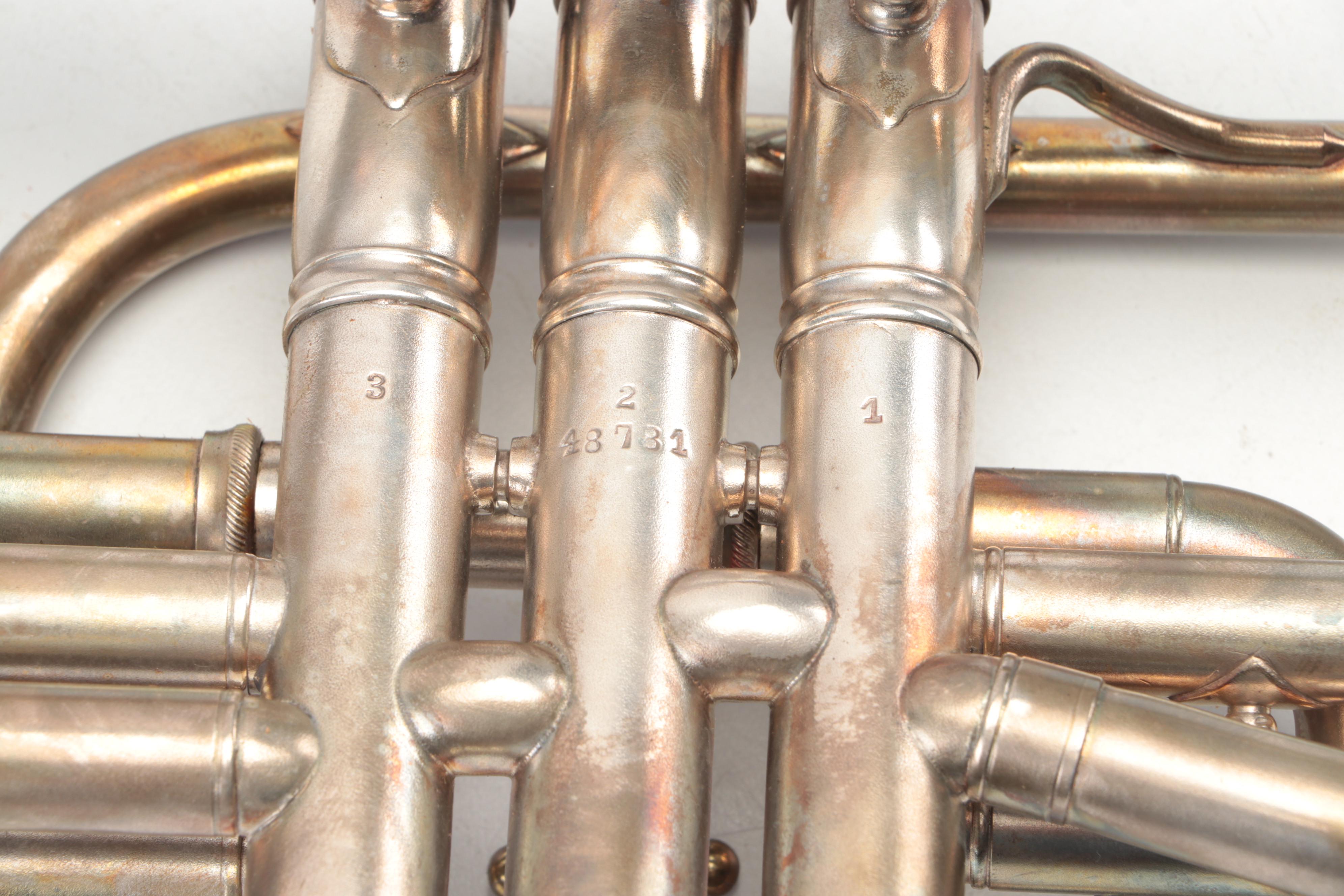 JW York Professional A/Bb Cornet with Case, Early 20th Century