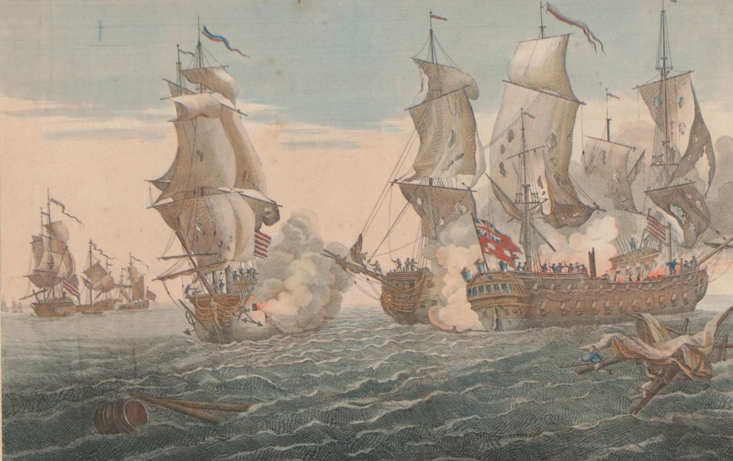 Balthasar Leizelt Engraving After Richard Paton of Revolutionary War Navy Battle