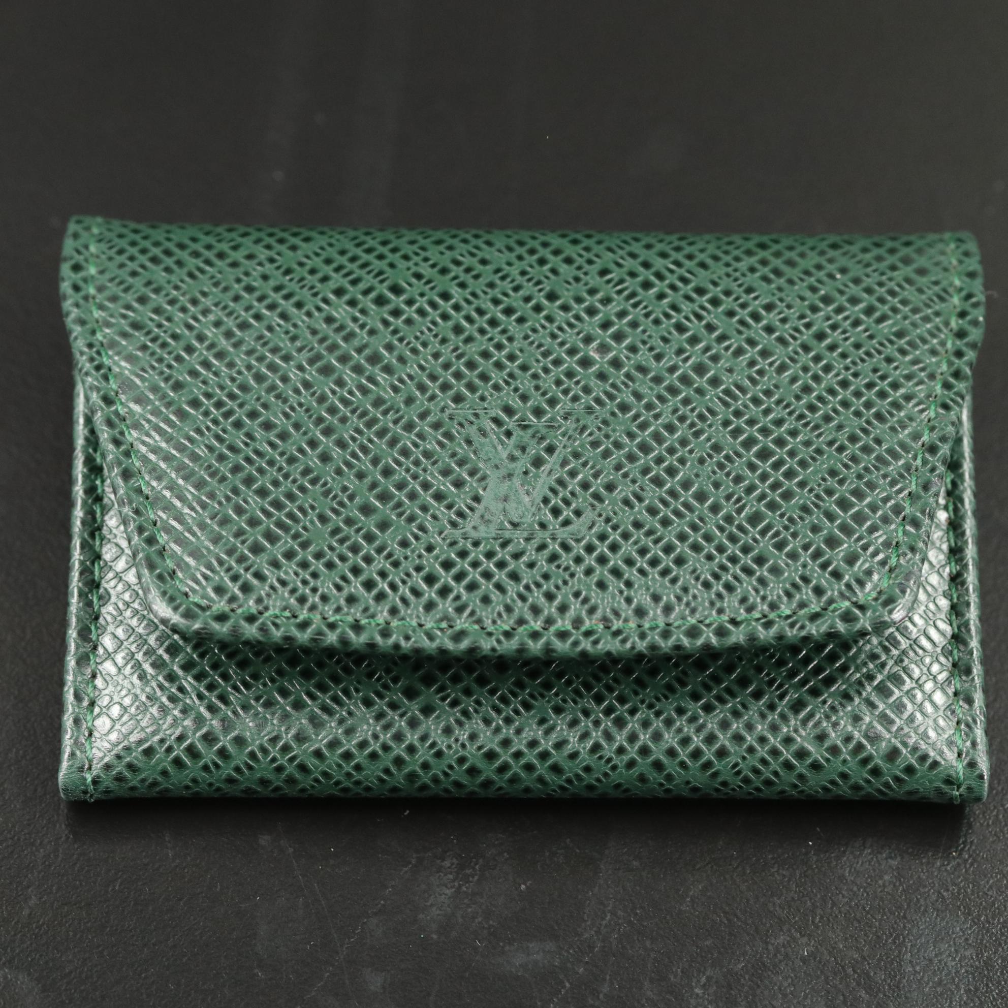 Louis Vuitton Cufflinks in Taiga Leather Case