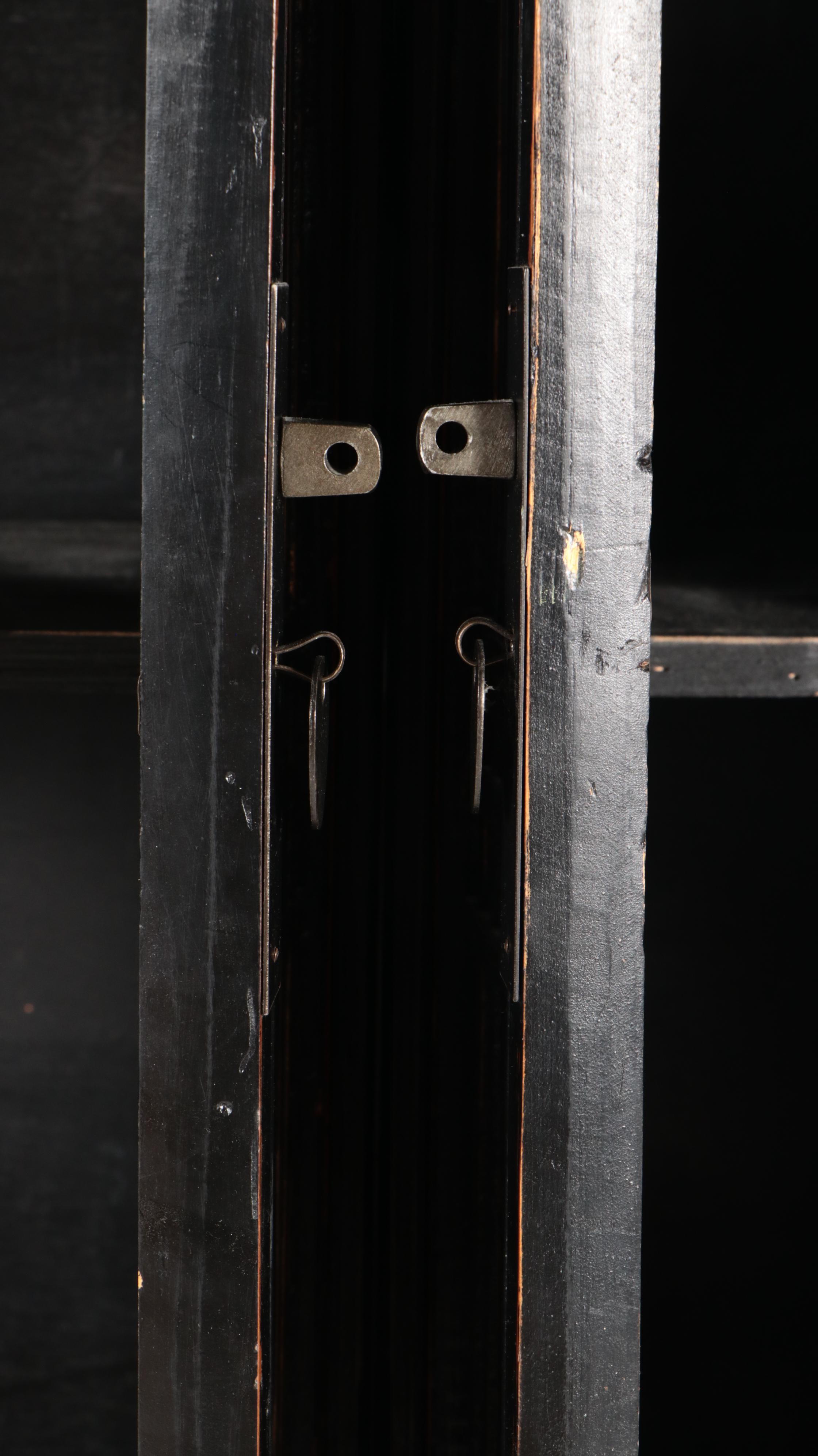 Arhaus Chinese Ebonized Wood Slat Front Cabinet