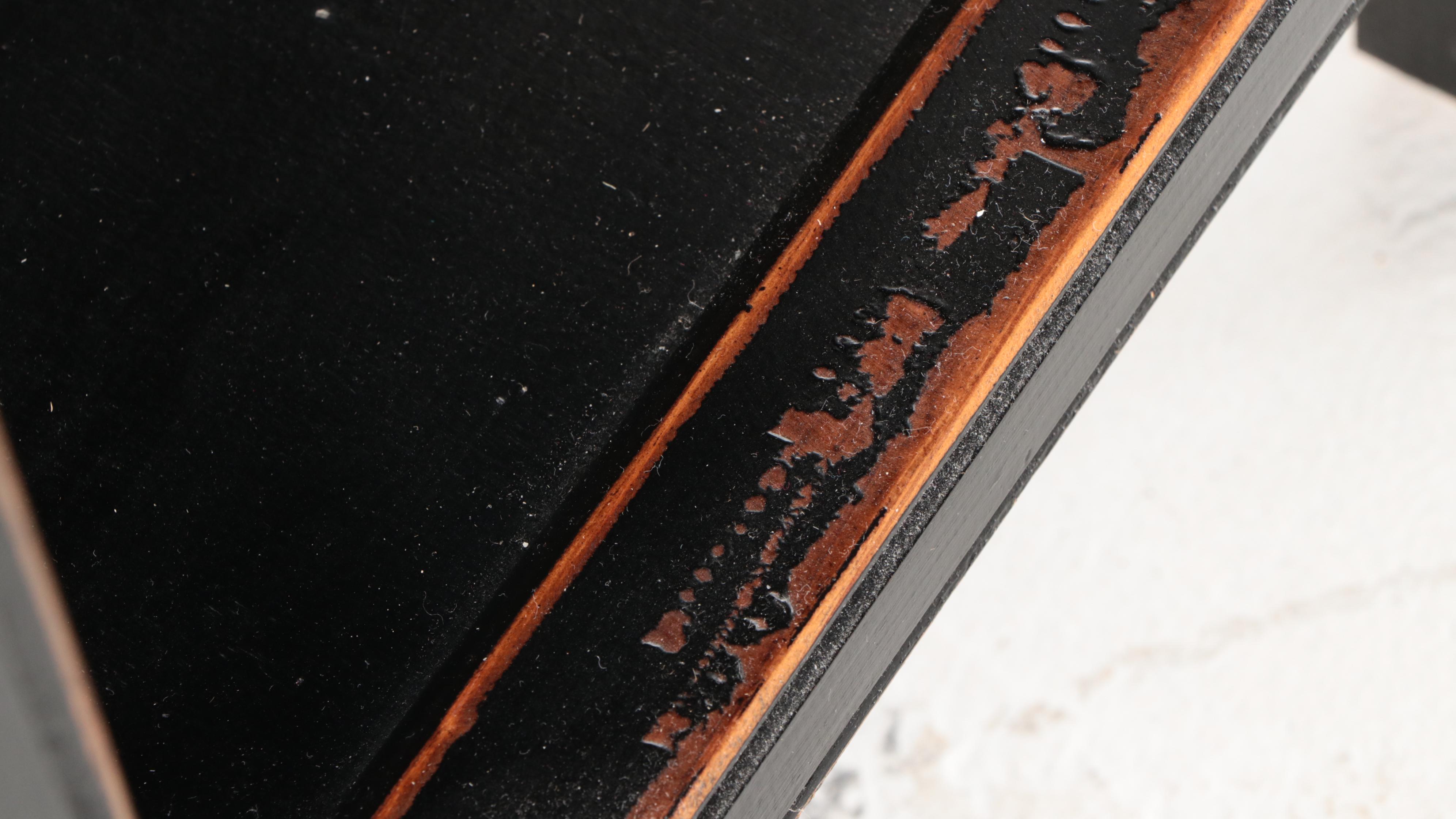 Arhaus Chinese Ebonized Wood Slat Front Cabinet