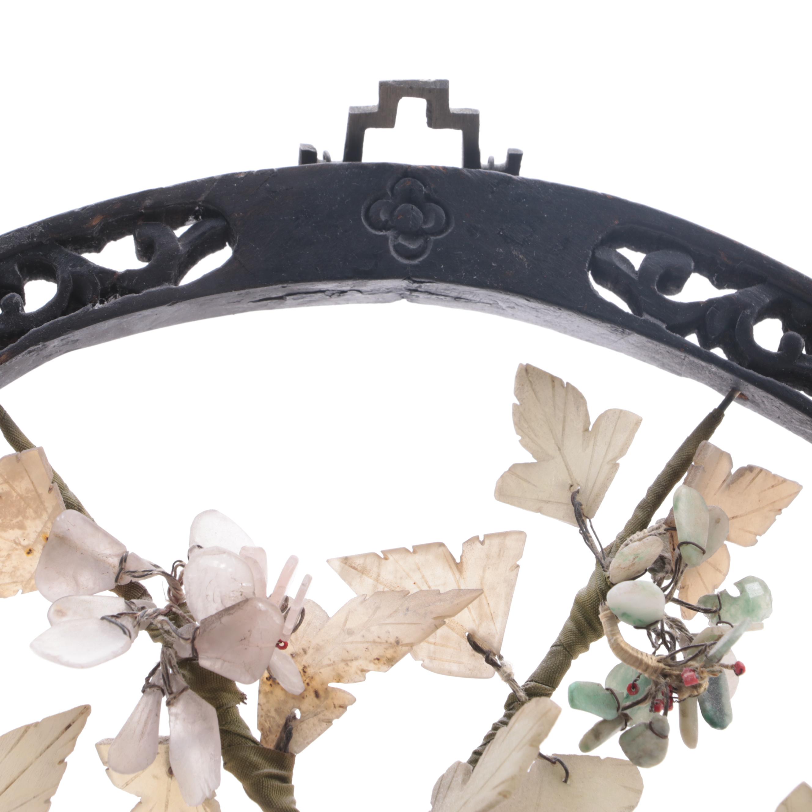 Chinese Carved Stone Bonsai Trees With Framed Wall Display