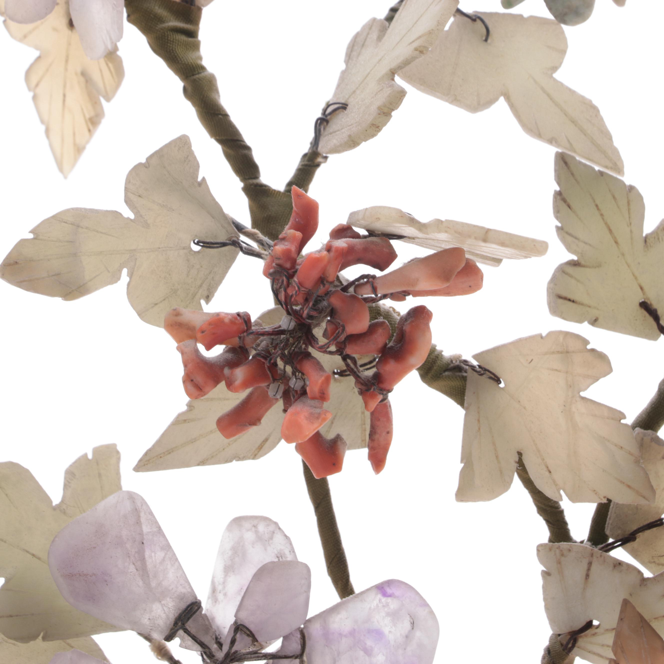 Chinese Carved Stone Bonsai Trees With Framed Wall Display