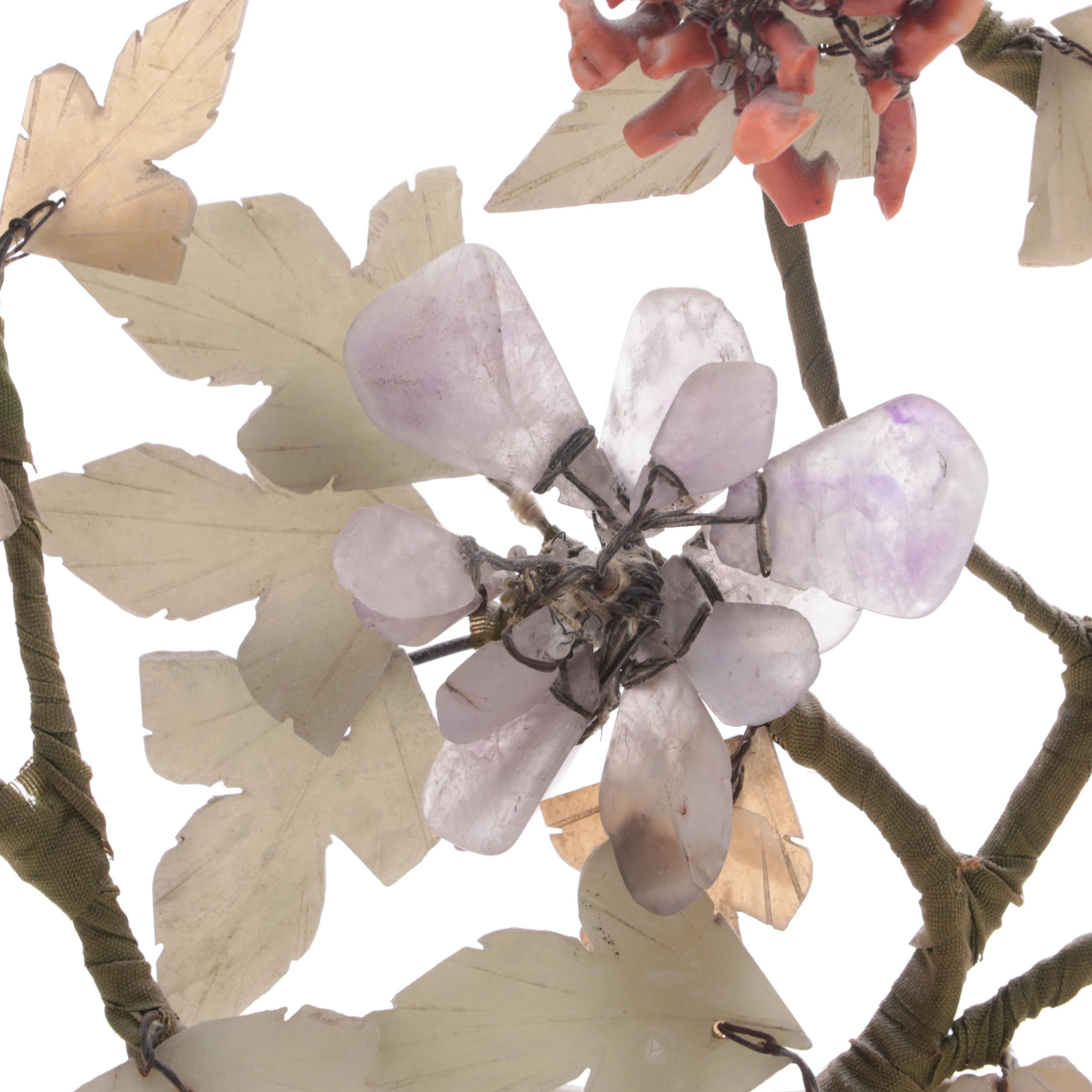 Chinese Carved Stone Bonsai Trees With Framed Wall Display