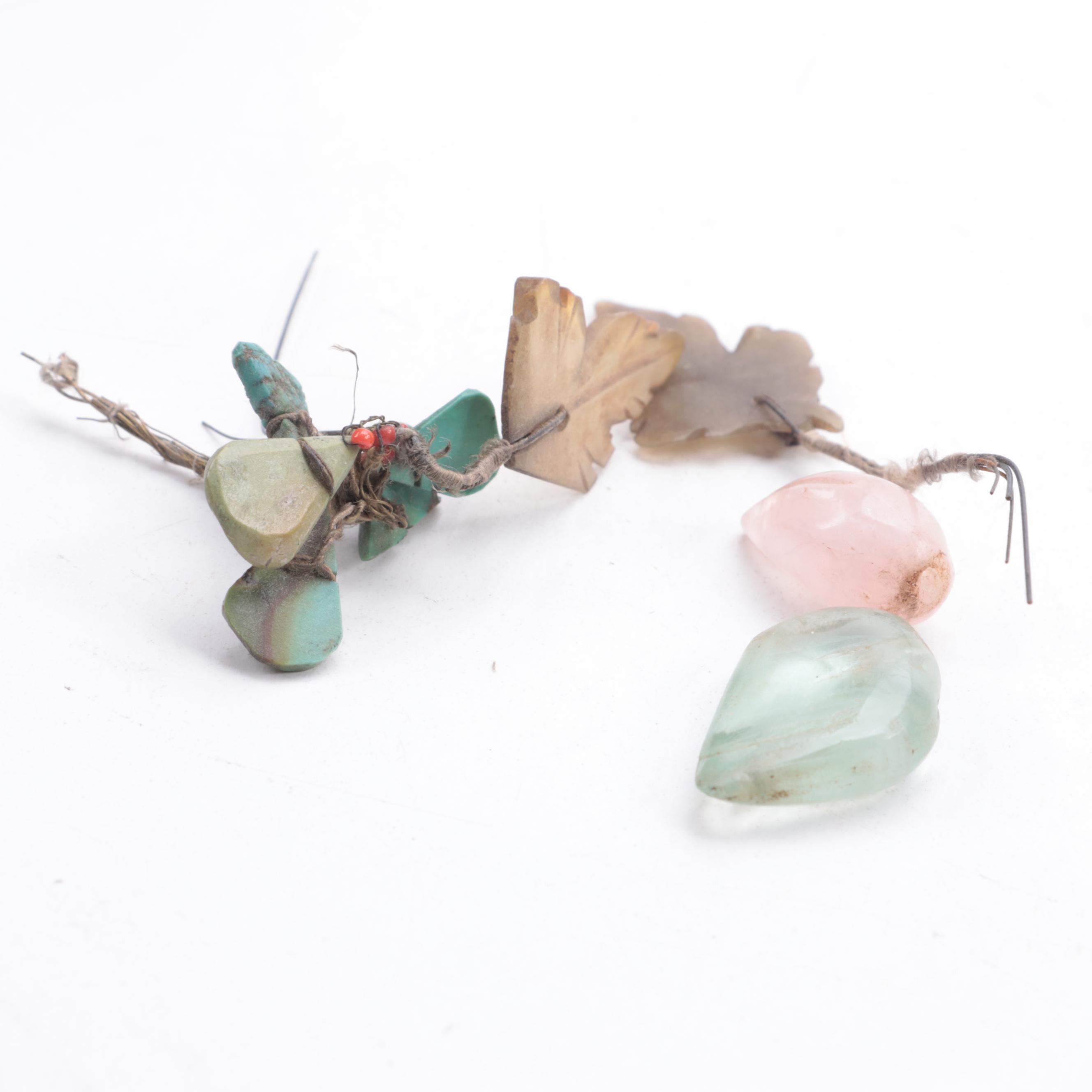 Chinese Carved Stone Bonsai Trees With Framed Wall Display